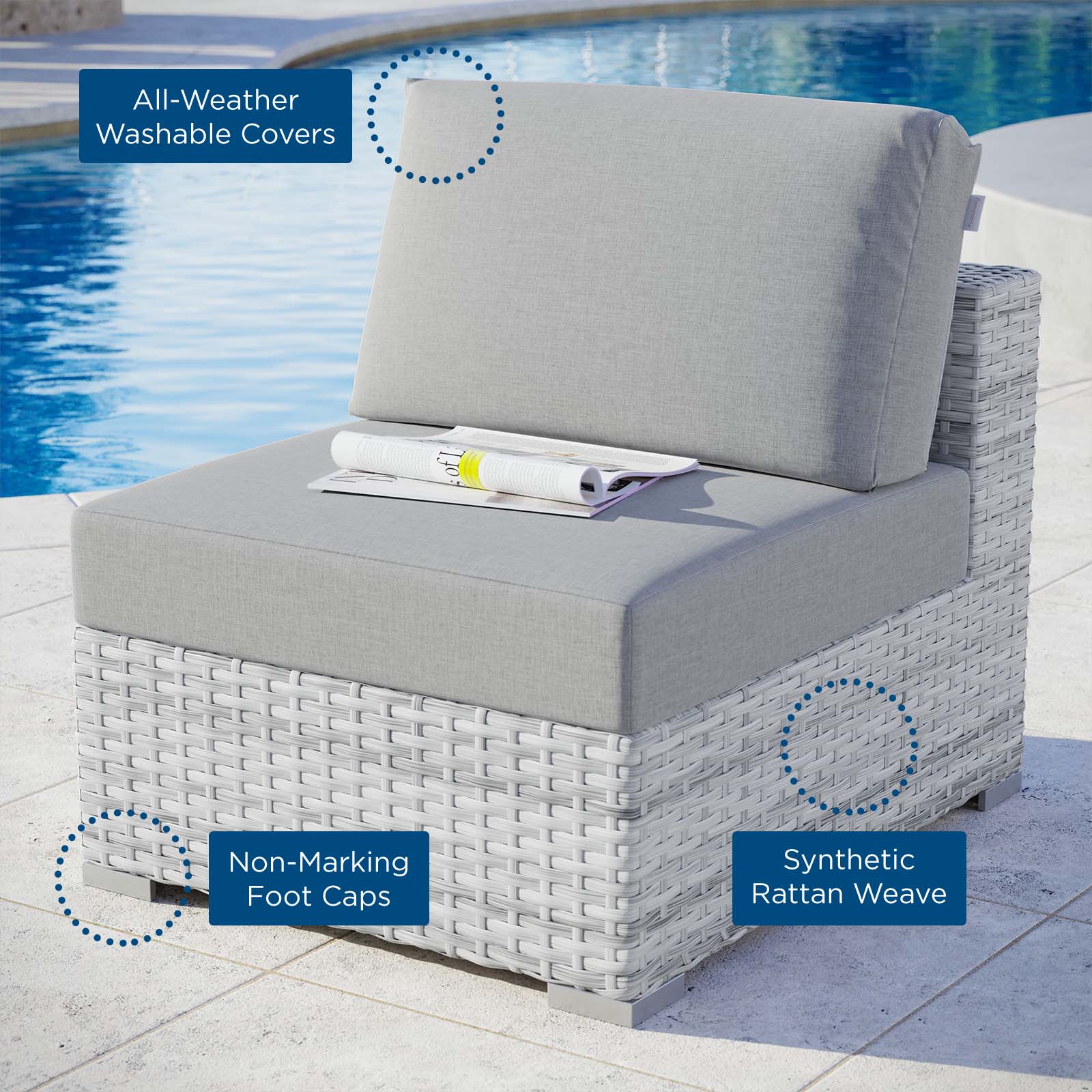 Convene Outdoor Patio Armless Chair - East Shore Modern Home Furnishings