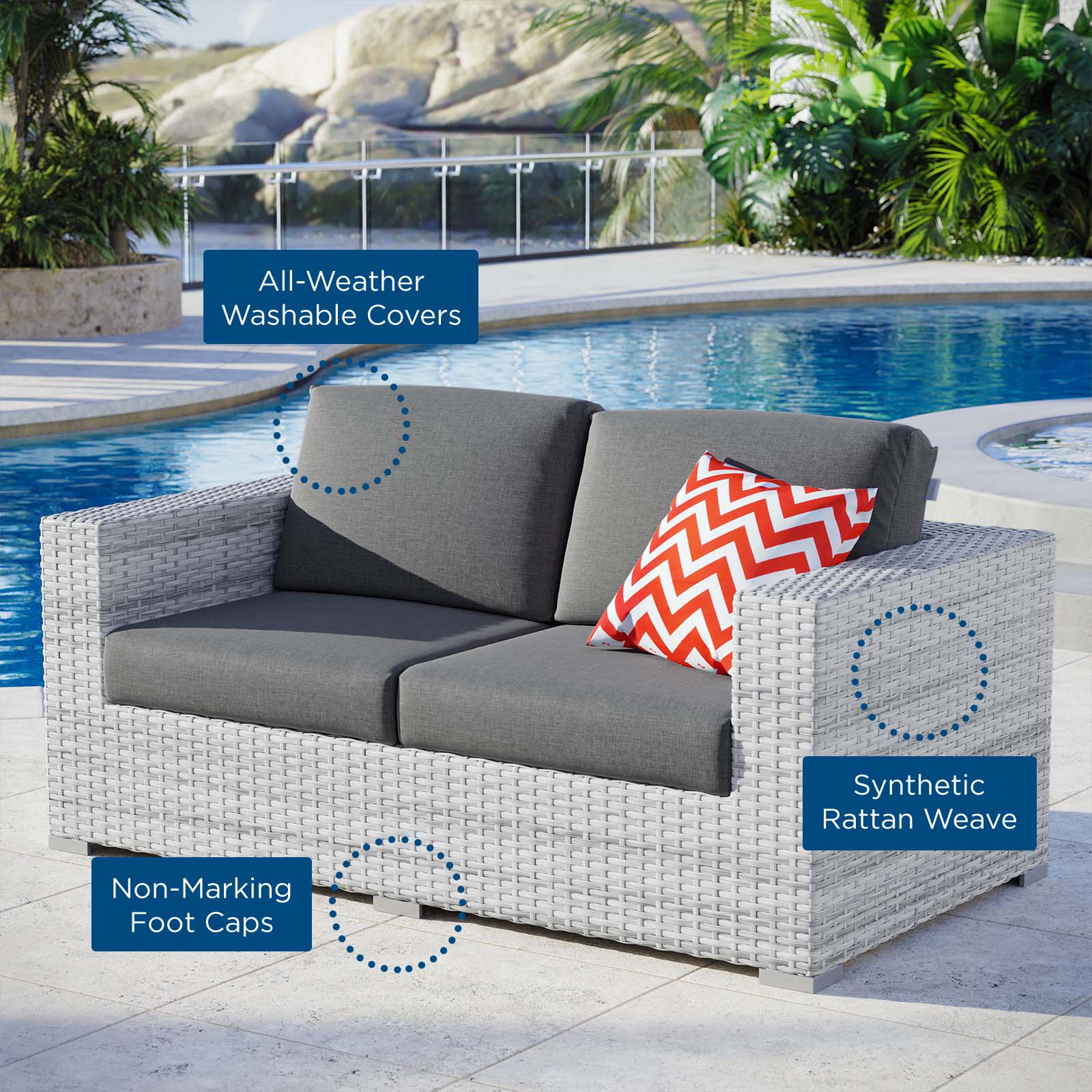 Convene Outdoor Patio Loveseat - East Shore Modern Home Furnishings