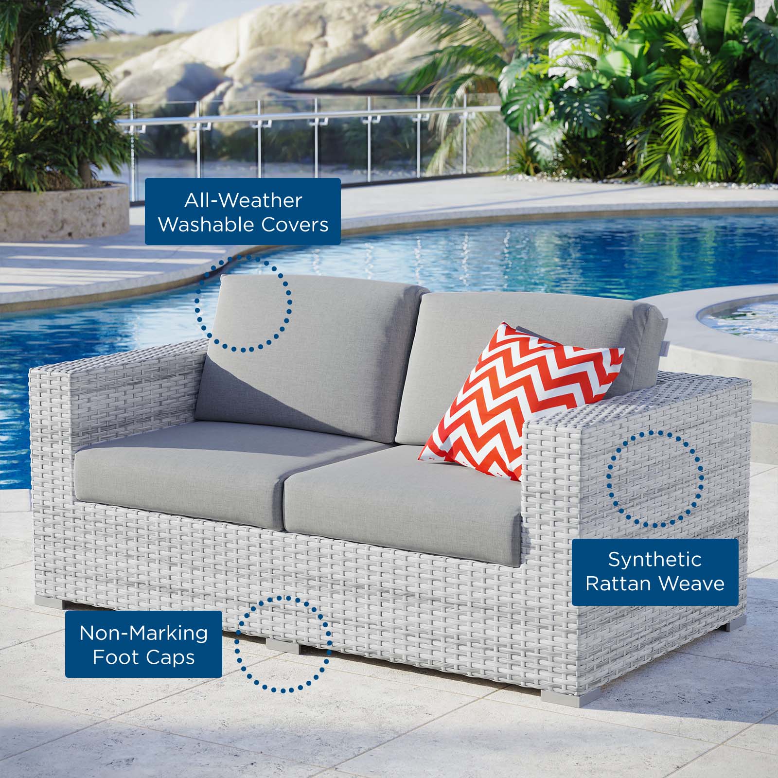 Convene Outdoor Patio Loveseat - East Shore Modern Home Furnishings