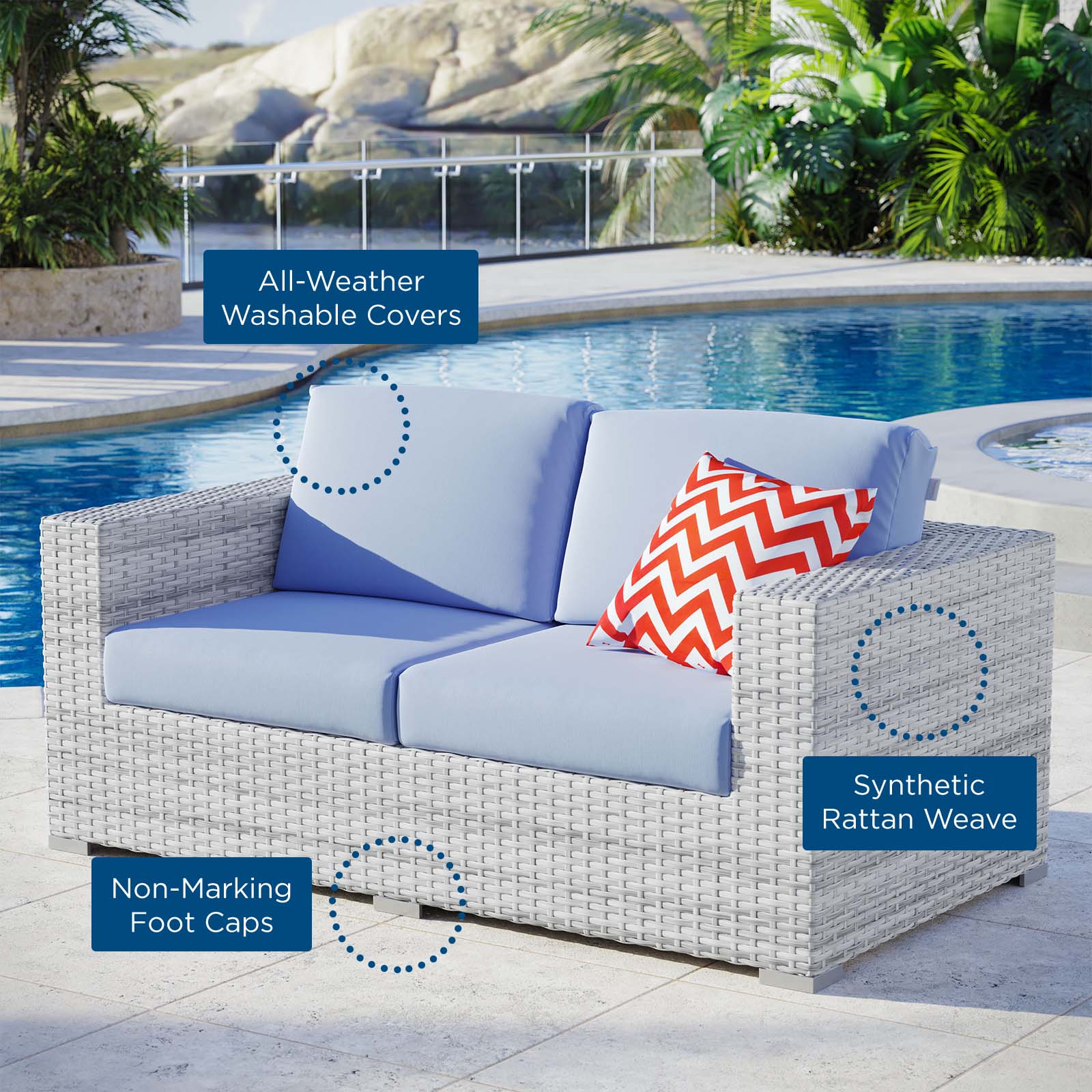 Convene Outdoor Patio Loveseat - East Shore Modern Home Furnishings