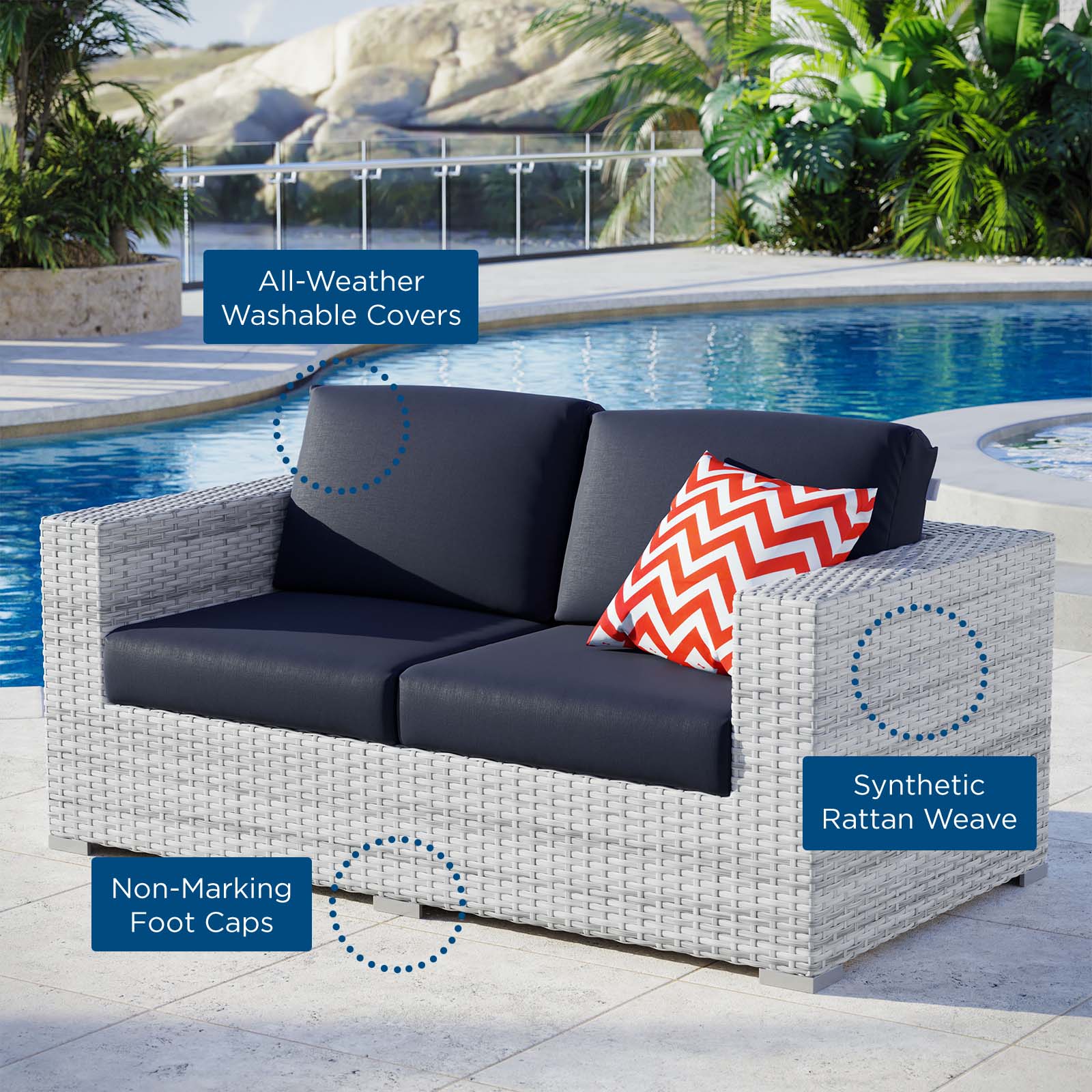 Convene Outdoor Patio Loveseat - East Shore Modern Home Furnishings