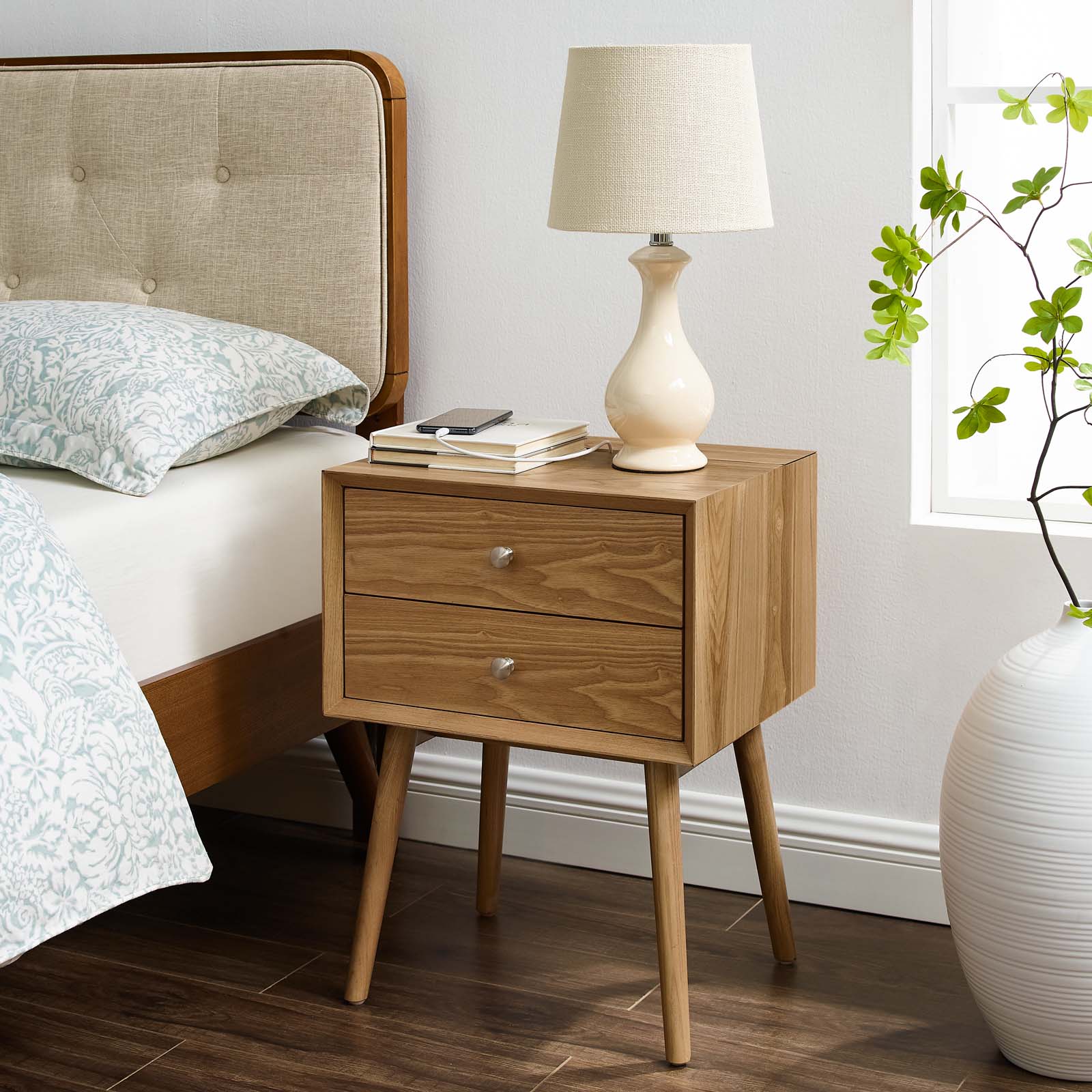 Ember Wood Nightstand With USB Ports - East Shore Modern Home Furnishings