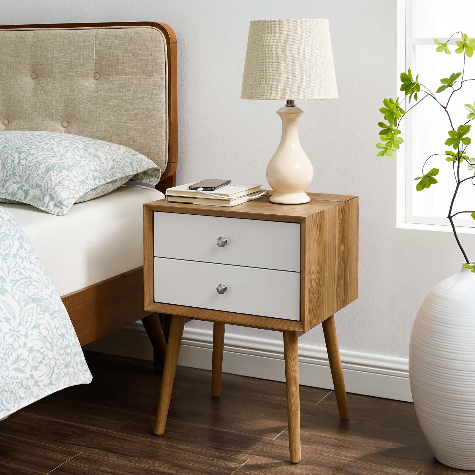 Ember Wood Nightstand With USB Ports - East Shore Modern Home Furnishings