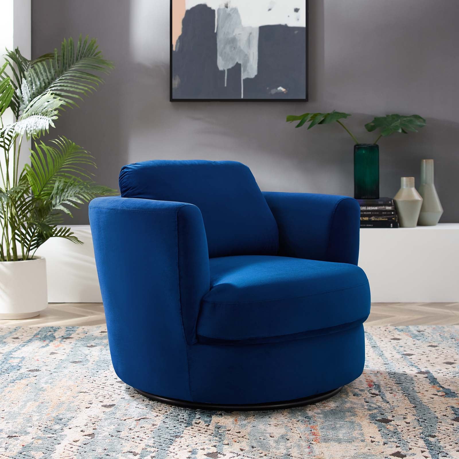 Pirouette Performance Velvet Swivel Armchair - East Shore Modern Home Furnishings