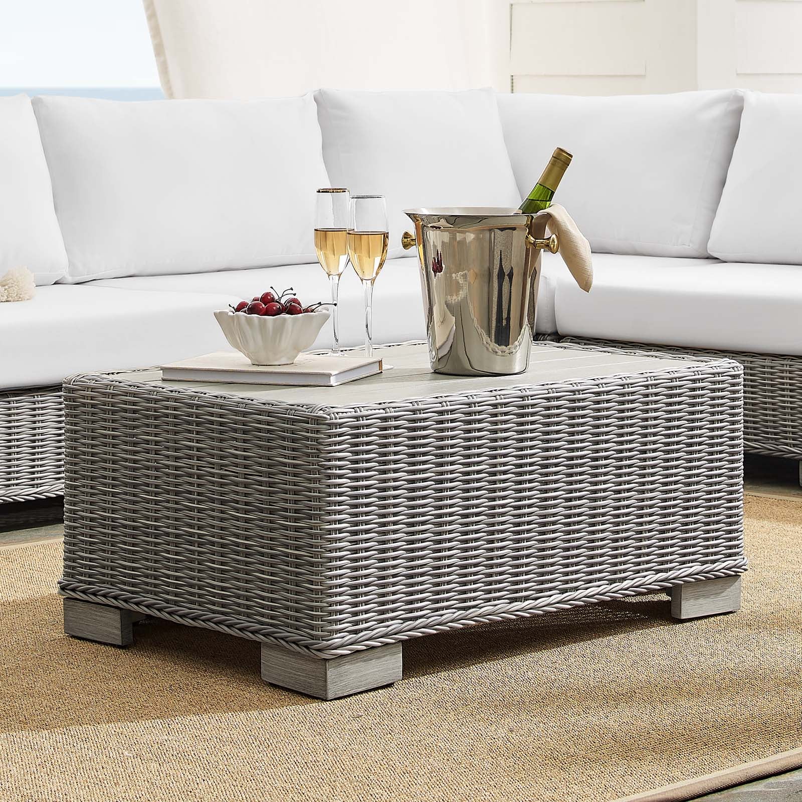 Conway Sunbrella® Outdoor Patio Wicker Rattan 7-Piece Sectional Sofa Set - East Shore Modern Home Furnishings