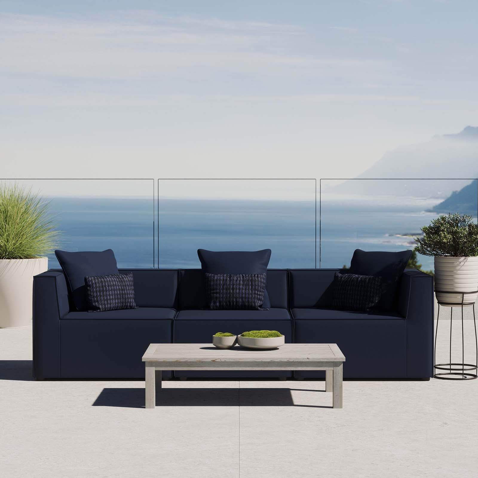 Saybrook Outdoor Patio Upholstered 3-Piece Sectional Sofa - East Shore Modern Home Furnishings