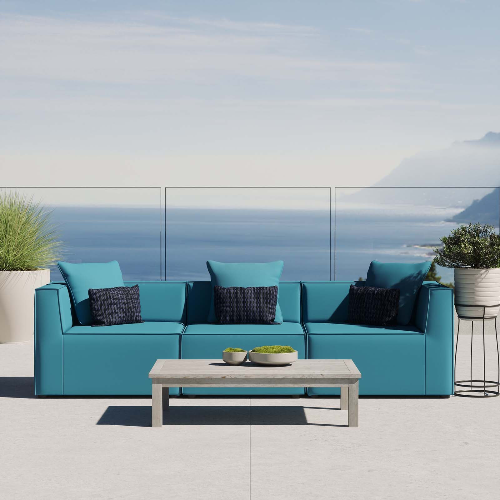 Saybrook Outdoor Patio Upholstered 3-Piece Sectional Sofa