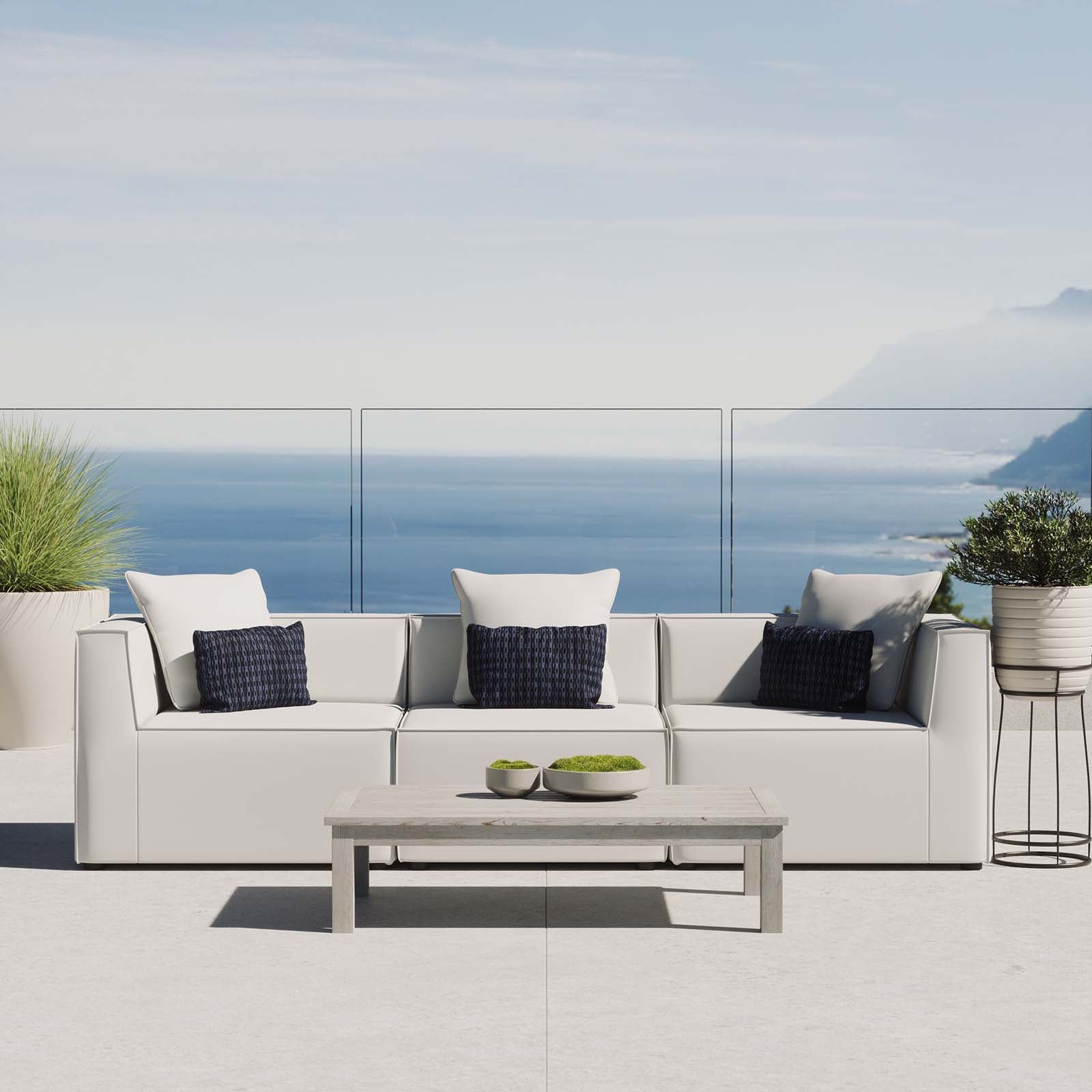 Saybrook Outdoor Patio Upholstered 3-Piece Sectional Sofa - East Shore Modern Home Furnishings