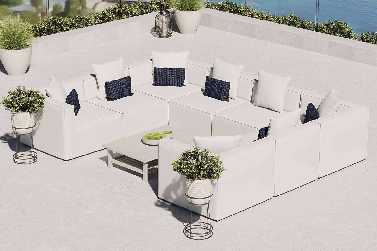 Saybrook Outdoor Patio Upholstered 8-Piece Sectional Sofa - East Shore Modern Home Furnishings