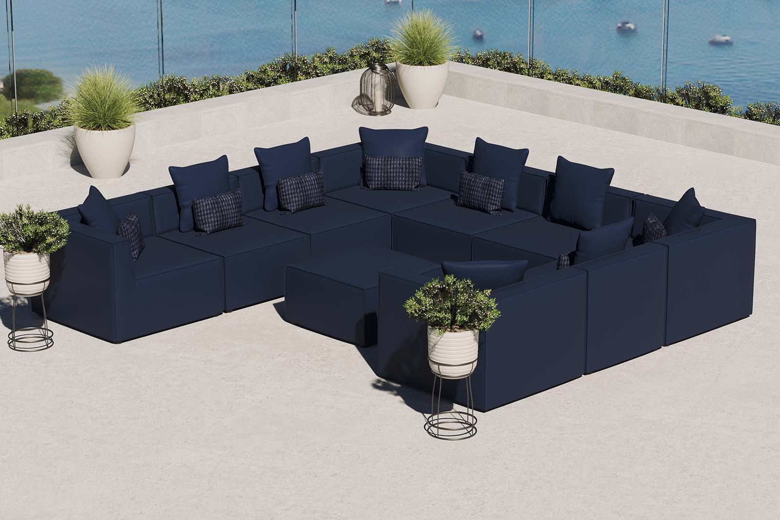 Saybrook Outdoor Patio Upholstered 10-Piece Sectional Sofa - East Shore Modern Home Furnishings
