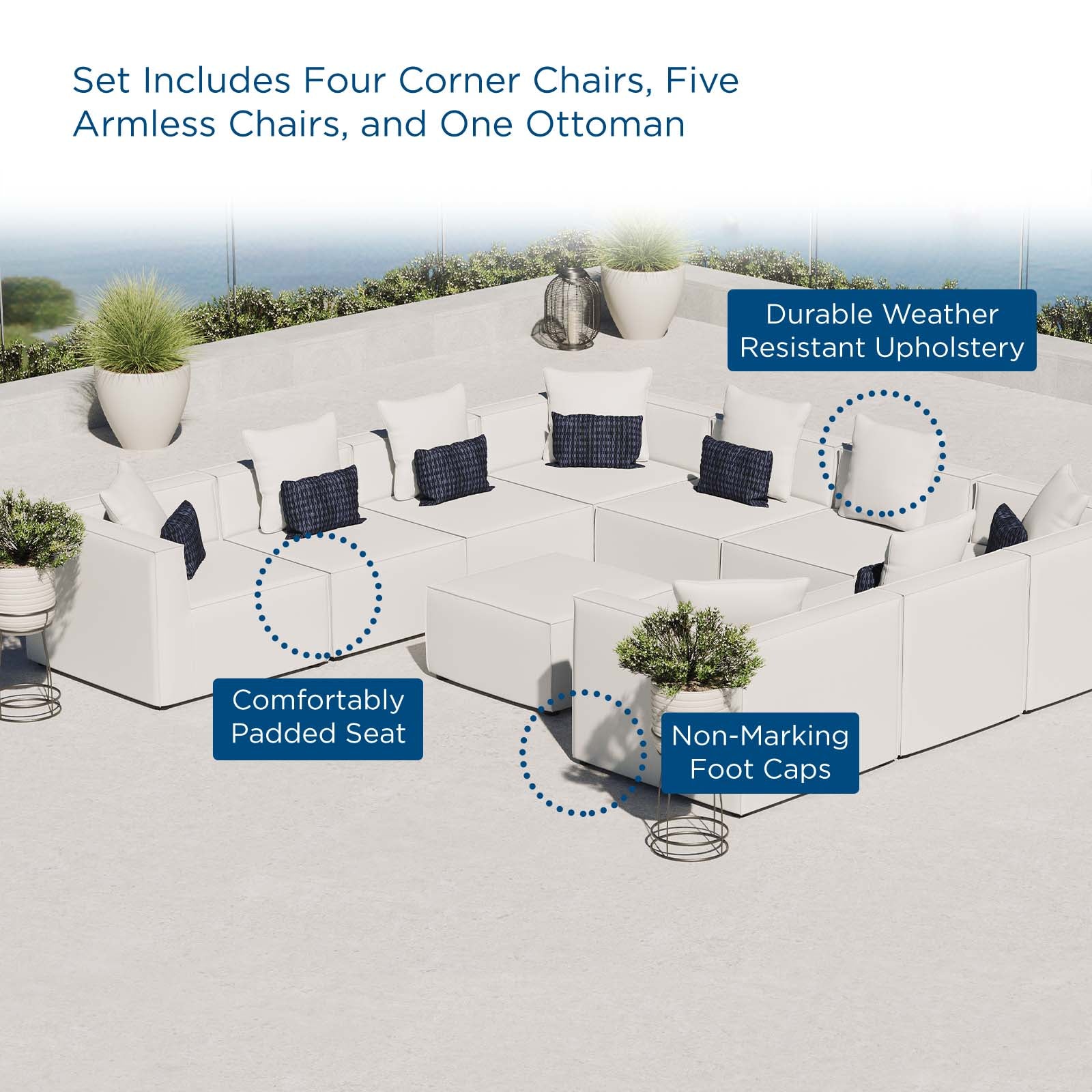 Saybrook Outdoor Patio Upholstered 10-Piece Sectional Sofa - East Shore Modern Home Furnishings