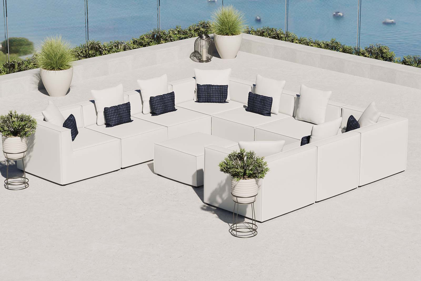 Saybrook Outdoor Patio Upholstered 10-Piece Sectional Sofa - East Shore Modern Home Furnishings