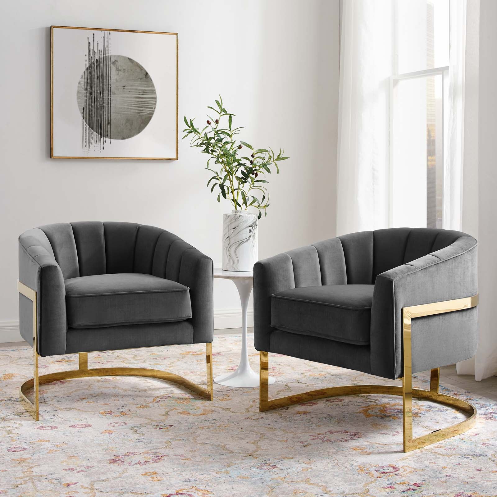 Esteem Accent Armchair Performance Velvet Set of 2 - East Shore Modern Home Furnishings