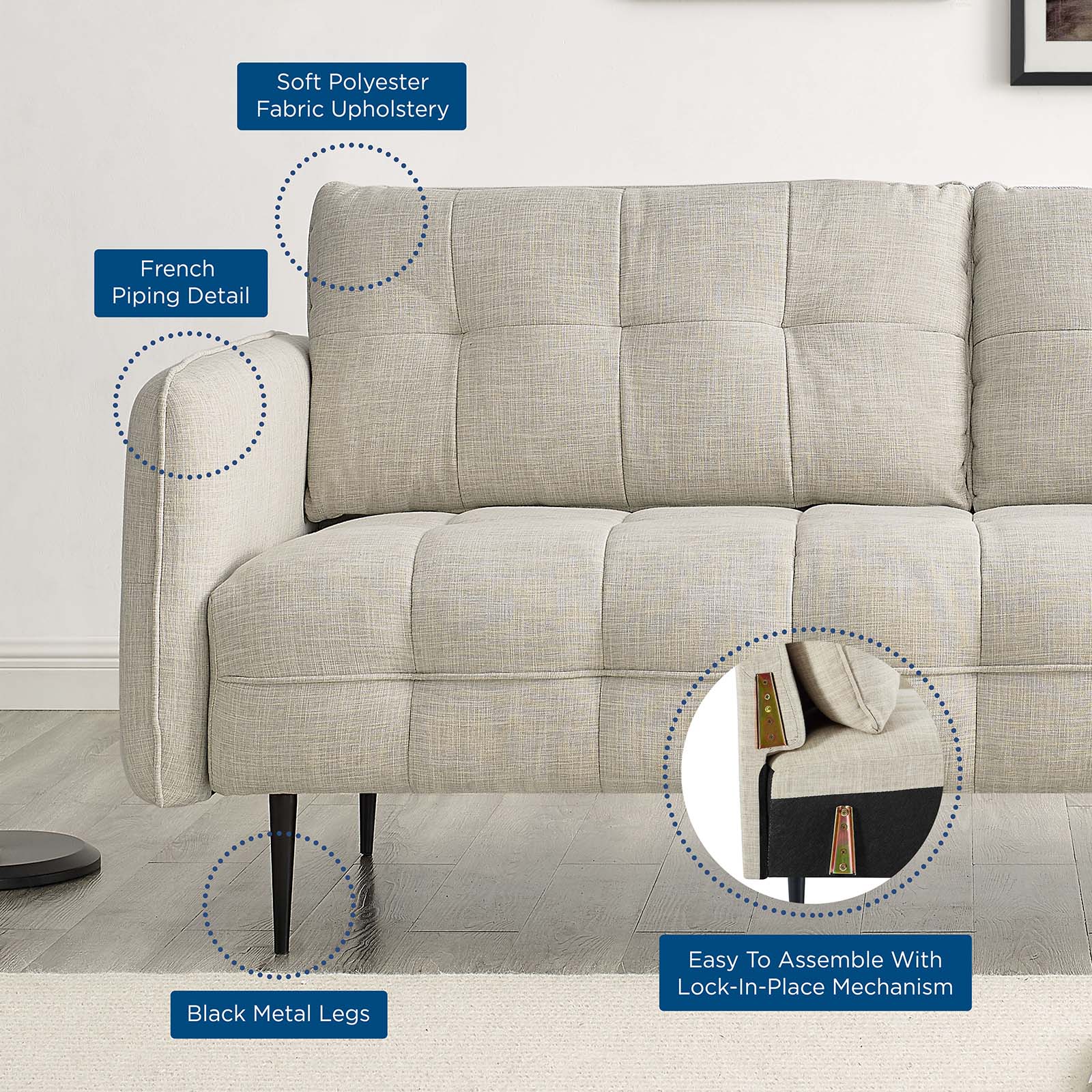 Cameron Tufted Fabric Sofa