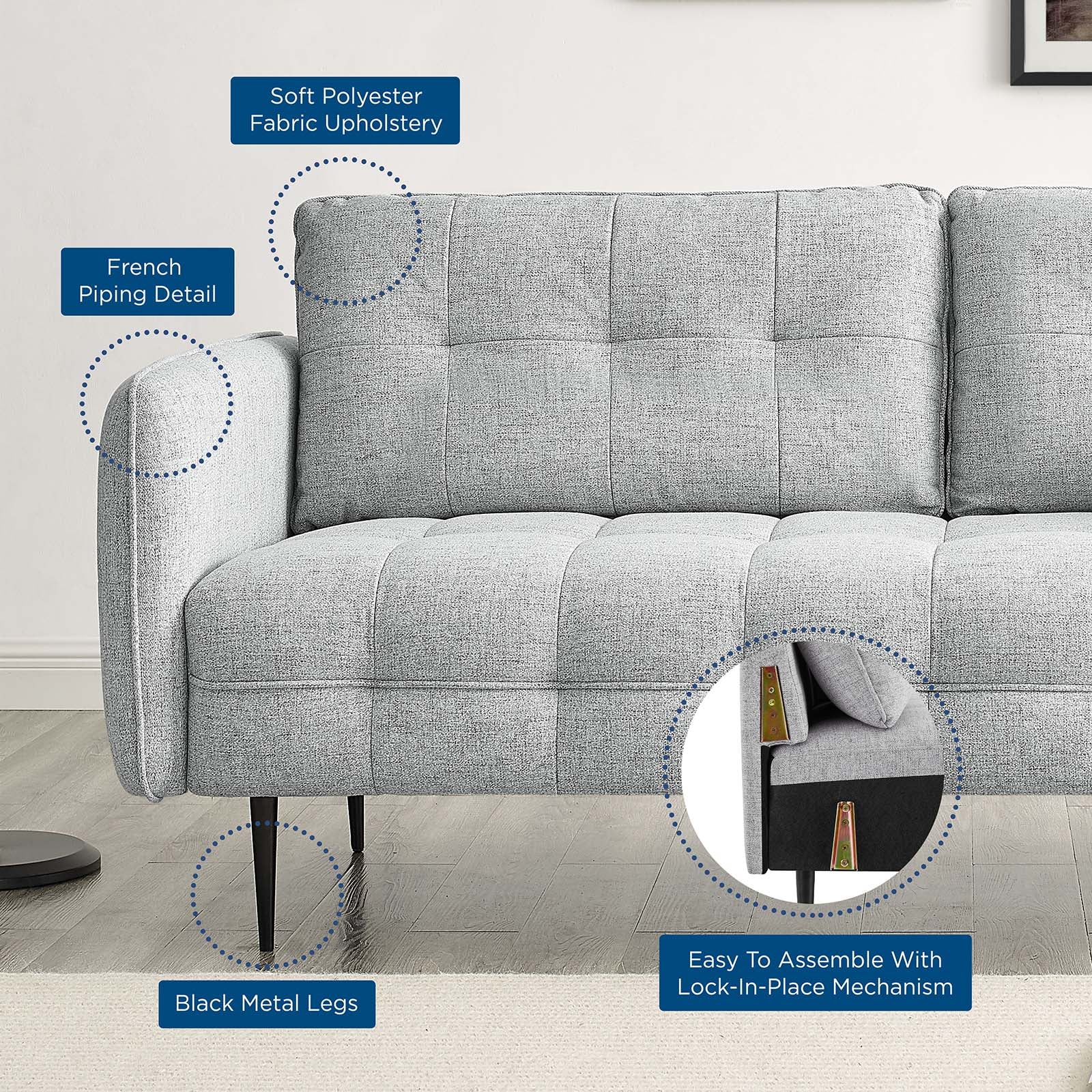 Cameron Tufted Fabric Sofa
