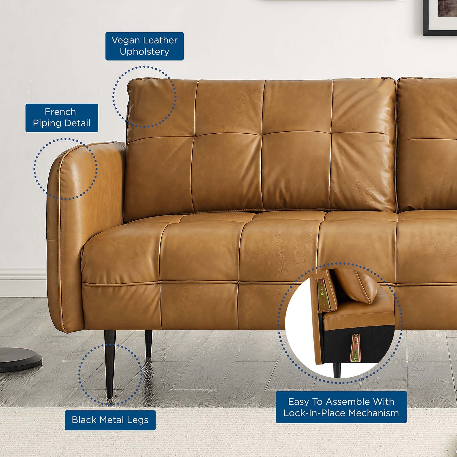 Cameron Tufted Vegan Leather Sofa - East Shore Modern Home Furnishings