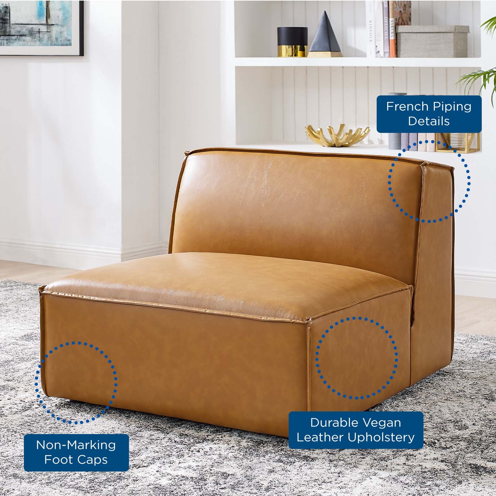 Restore Vegan Leather Sectional Sofa Armless Chair - East Shore Modern Home Furnishings