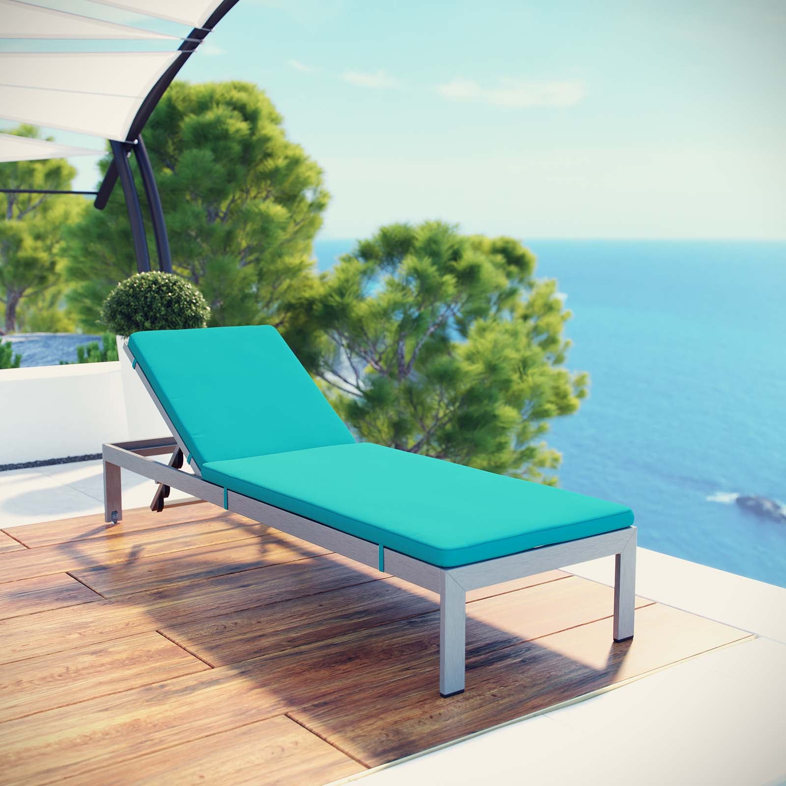 Shore Outdoor Patio Aluminum Chaise with Cushions - East Shore Modern Home Furnishings