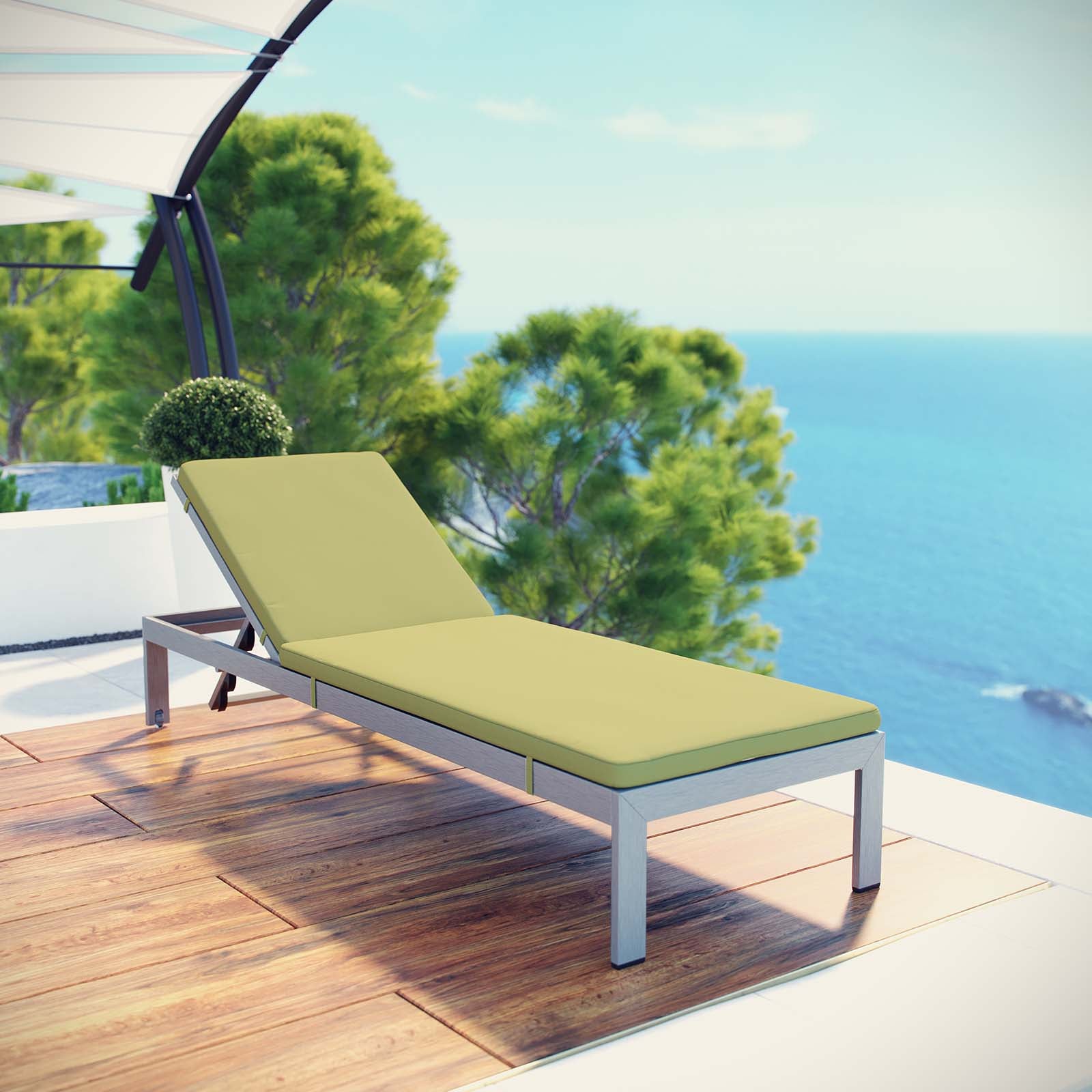 Shore Outdoor Patio Aluminum Chaise with Cushions - East Shore Modern Home Furnishings