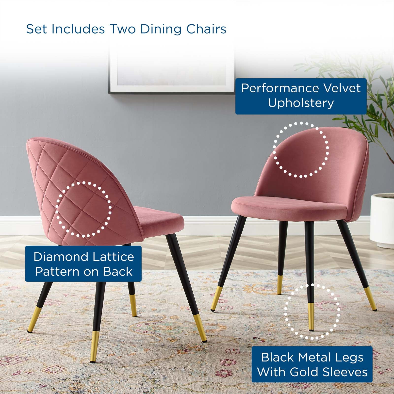 Cordial Performance Velvet Dining Chairs - Set of 2 - East Shore Modern Home Furnishings