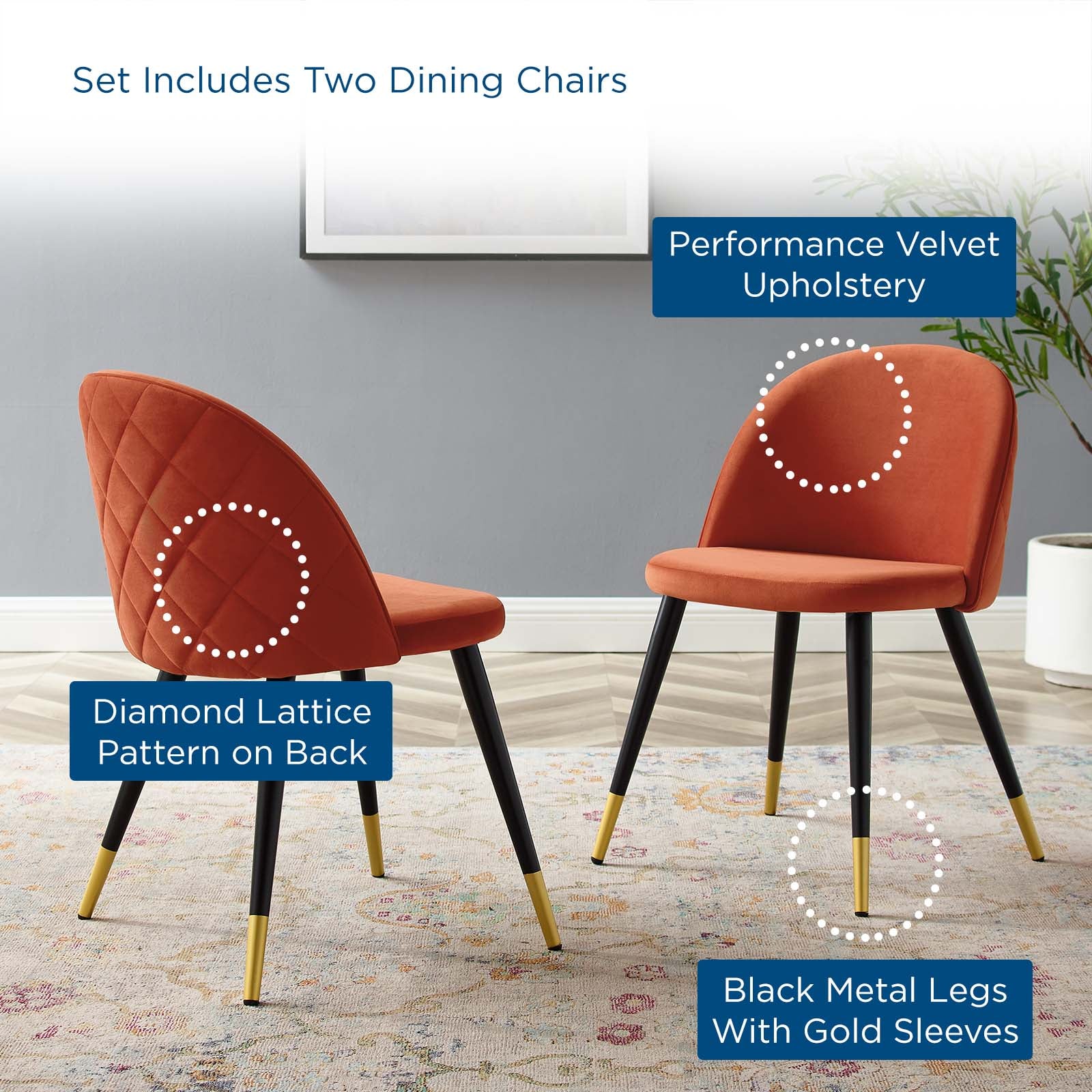 Cordial Performance Velvet Dining Chairs - Set of 2 - East Shore Modern Home Furnishings