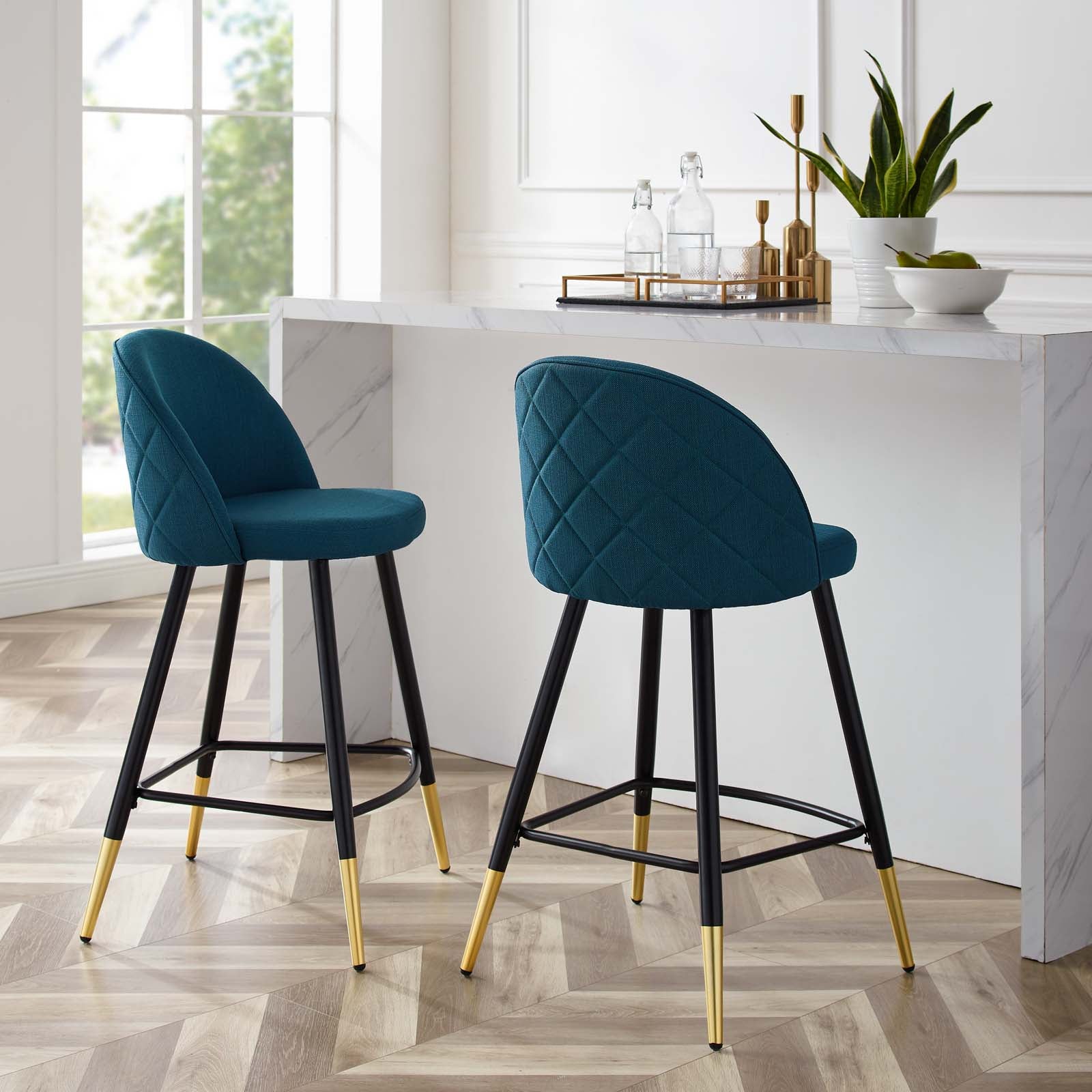Cordial Fabric Counter Stools - Set of 2 - East Shore Modern Home Furnishings