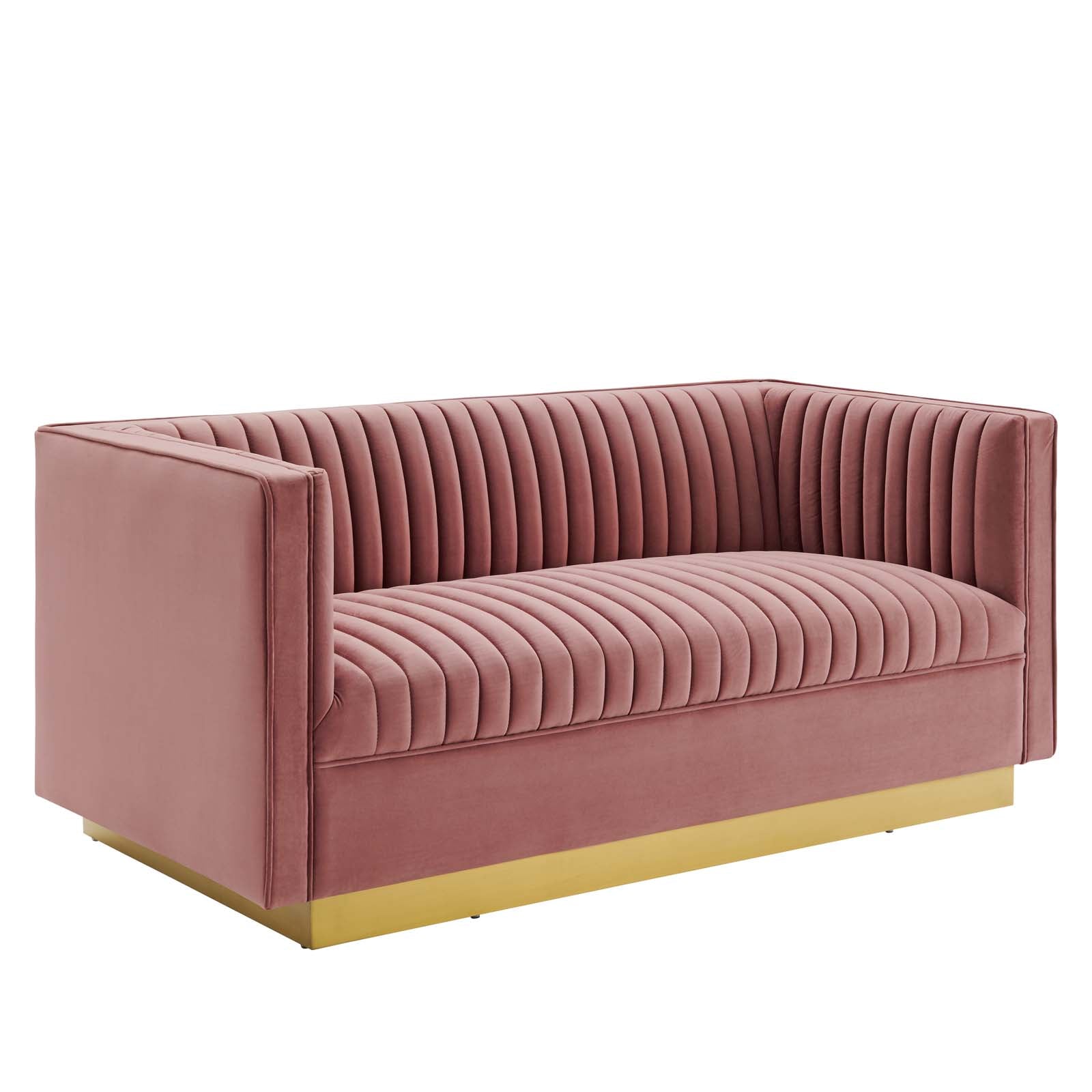 Sanguine Vertical Channel Tufted Performance Velvet Loveseat - East Shore Modern Home Furnishings