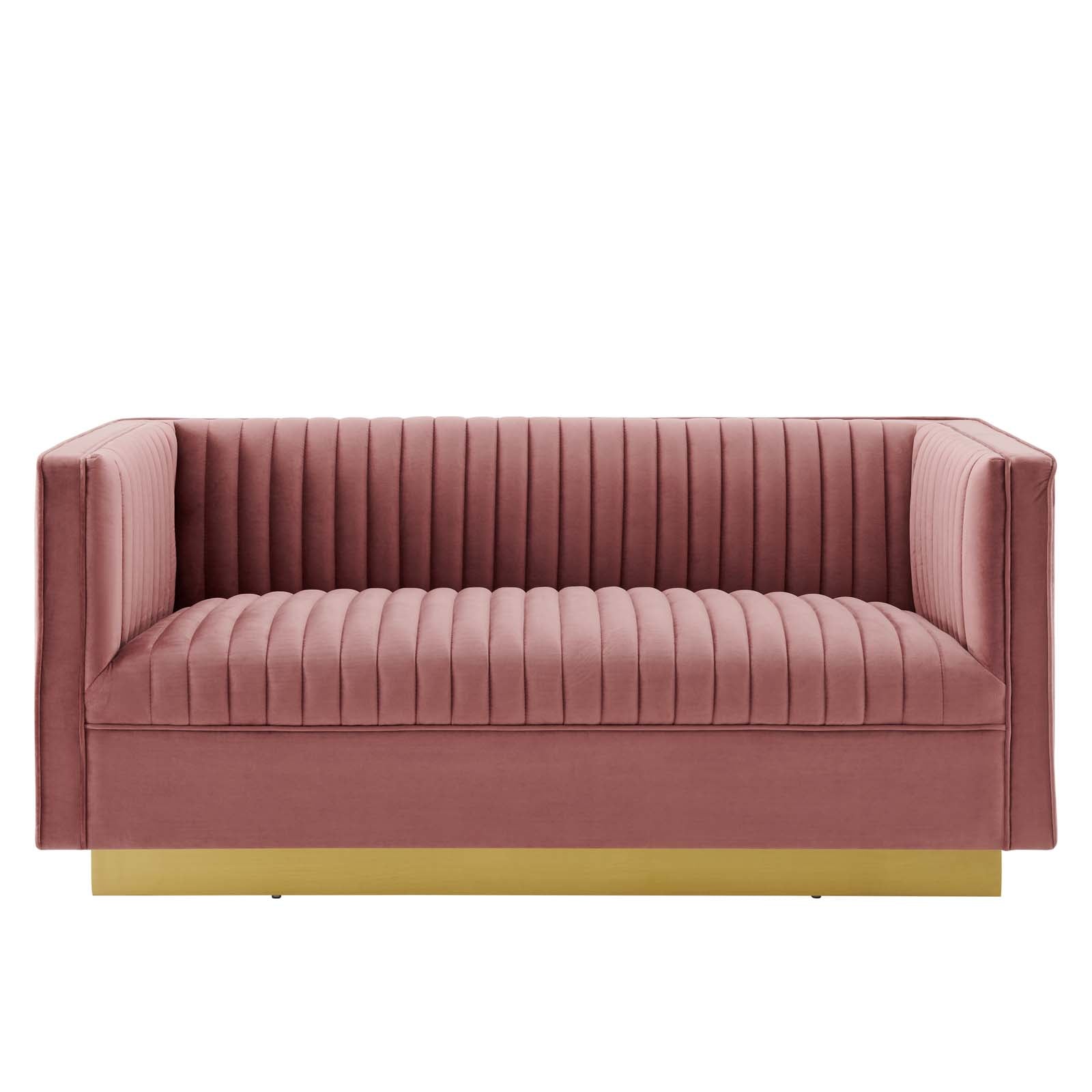 Sanguine Vertical Channel Tufted Performance Velvet Loveseat - East Shore Modern Home Furnishings