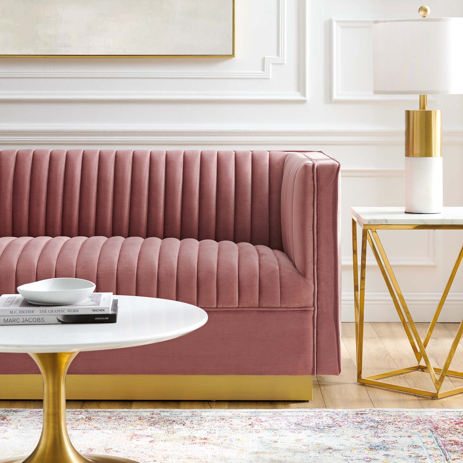Sanguine Vertical Channel Tufted Performance Velvet Loveseat - East Shore Modern Home Furnishings
