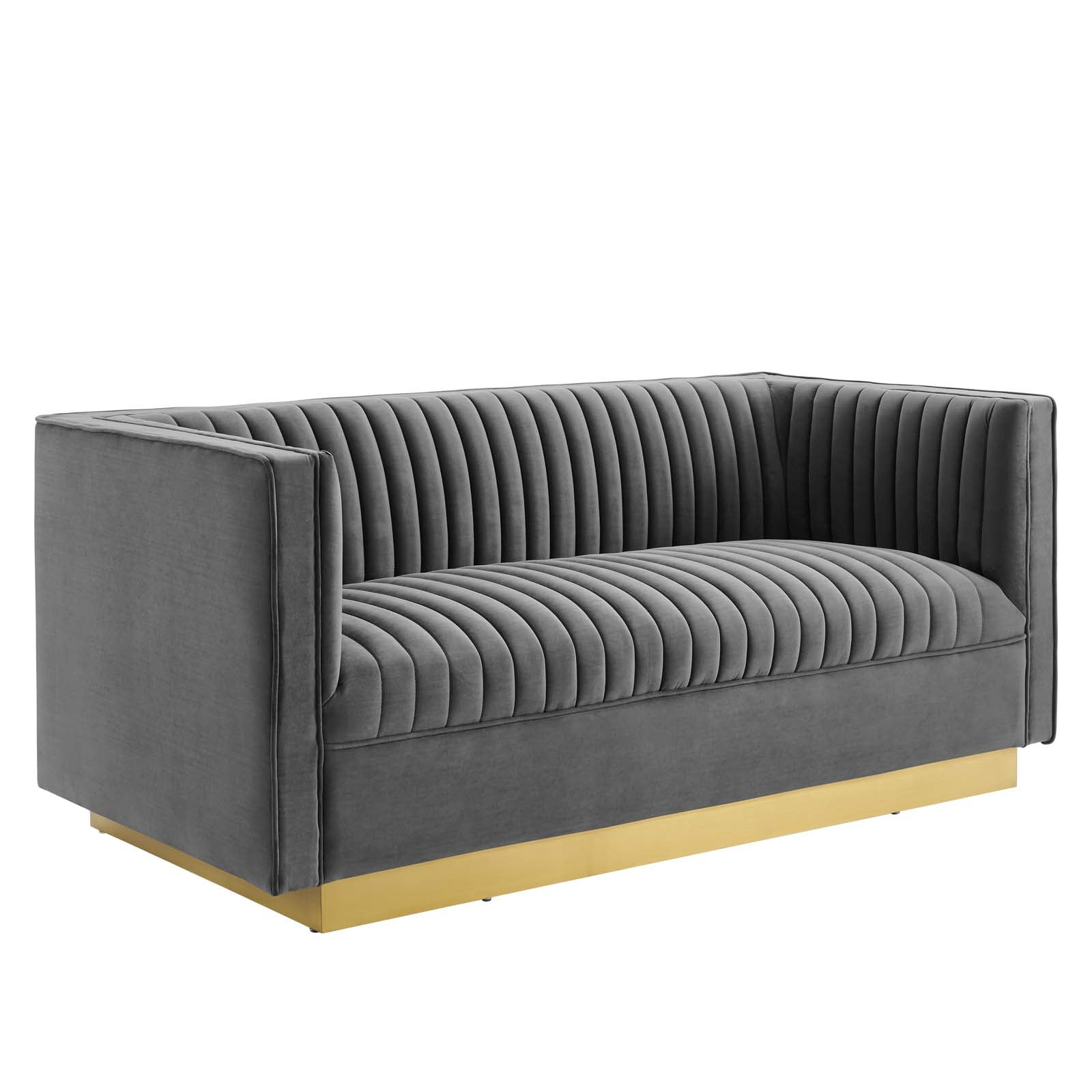 Sanguine Vertical Channel Tufted Performance Velvet Loveseat - East Shore Modern Home Furnishings