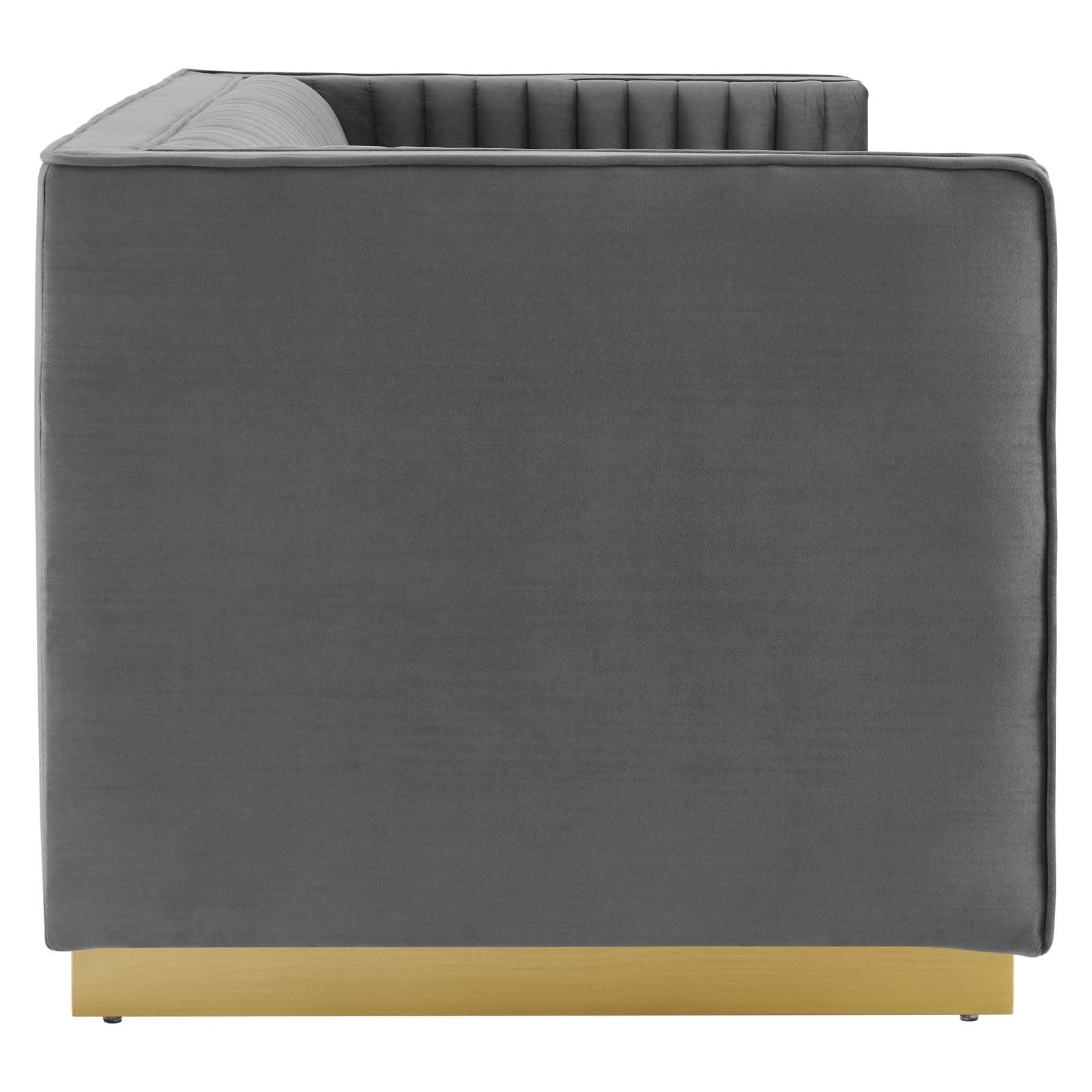 Sanguine Vertical Channel Tufted Performance Velvet Loveseat - East Shore Modern Home Furnishings