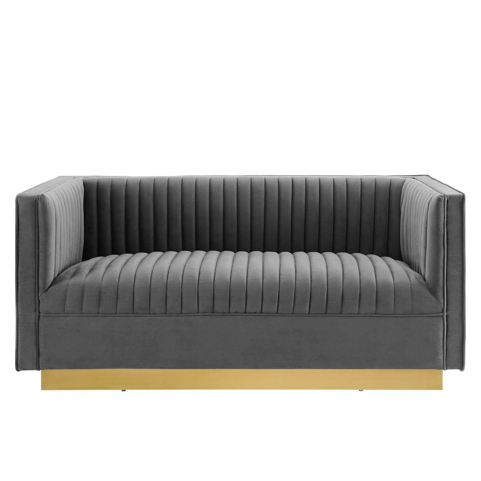 Sanguine Vertical Channel Tufted Performance Velvet Loveseat - East Shore Modern Home Furnishings