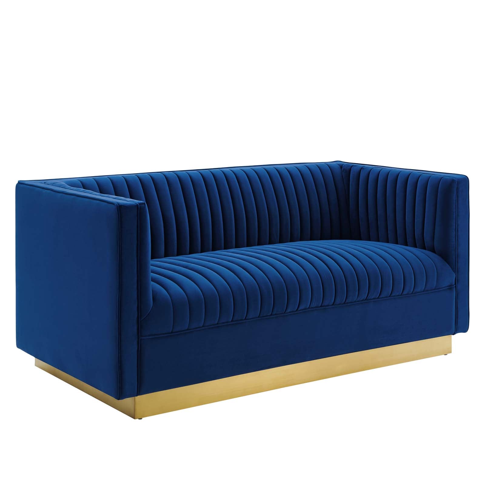 Sanguine Vertical Channel Tufted Performance Velvet Loveseat - East Shore Modern Home Furnishings