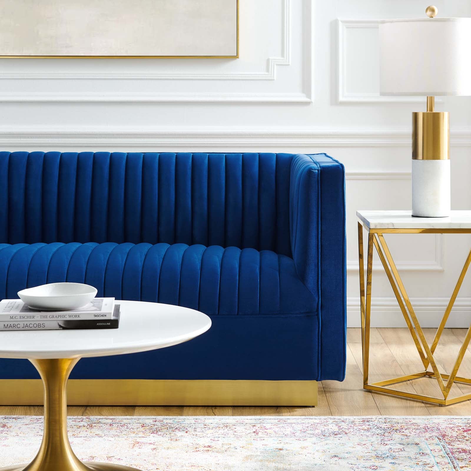 Sanguine Vertical Channel Tufted Performance Velvet Loveseat - East Shore Modern Home Furnishings