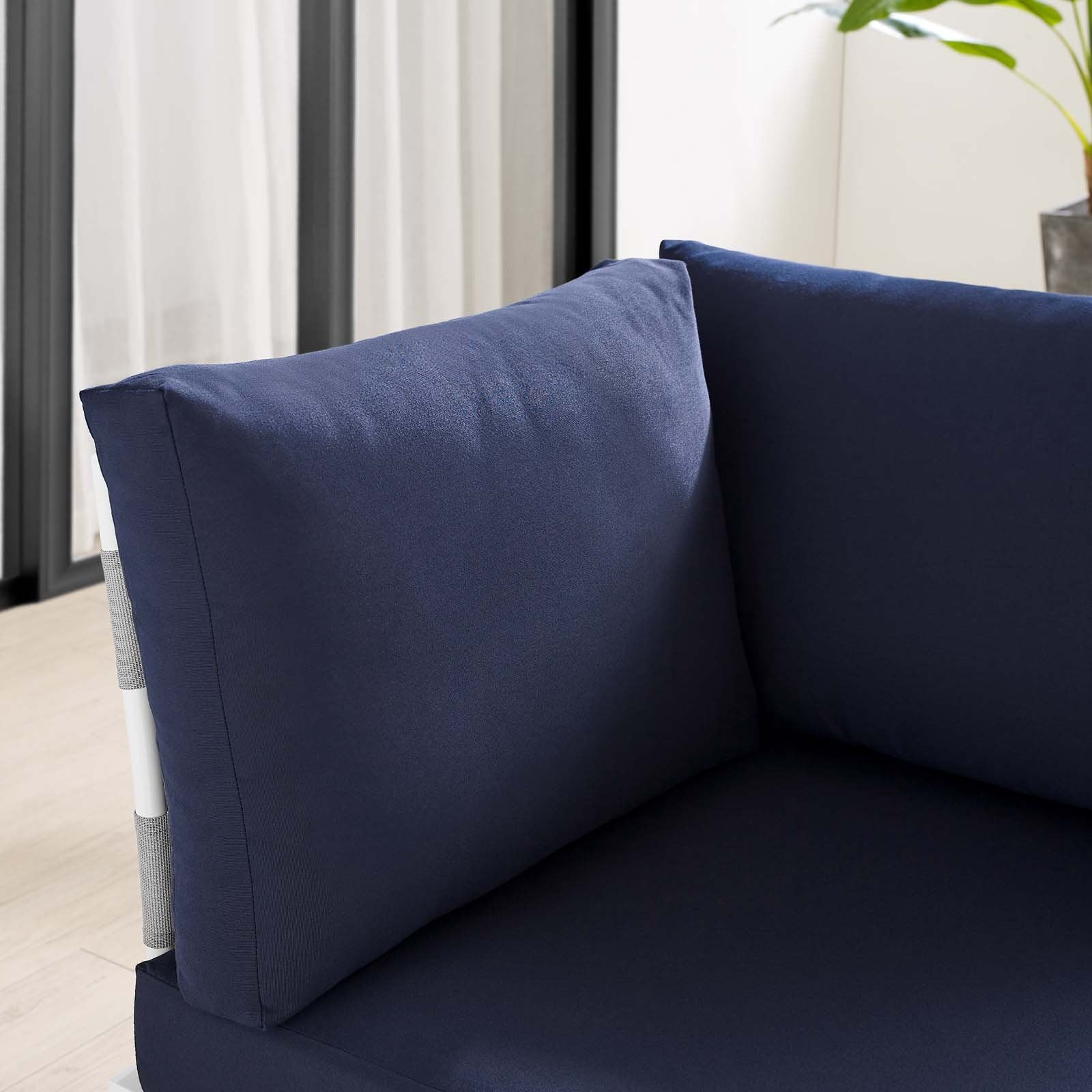 Harmony Sunbrella® Outdoor Patio Aluminum Corner Chair - East Shore Modern Home Furnishings