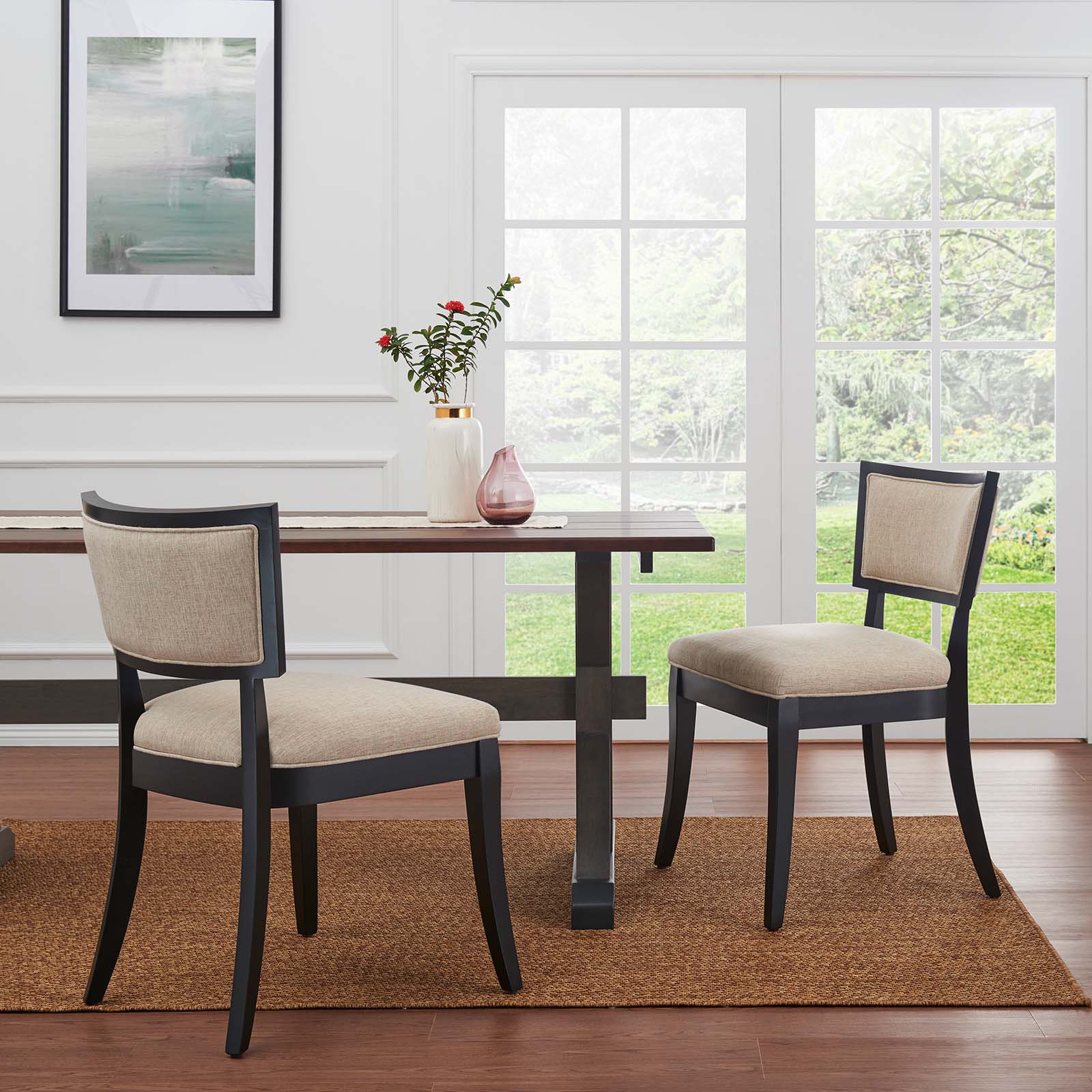 Pristine Upholstered Fabric Dining Chairs - Set of 2