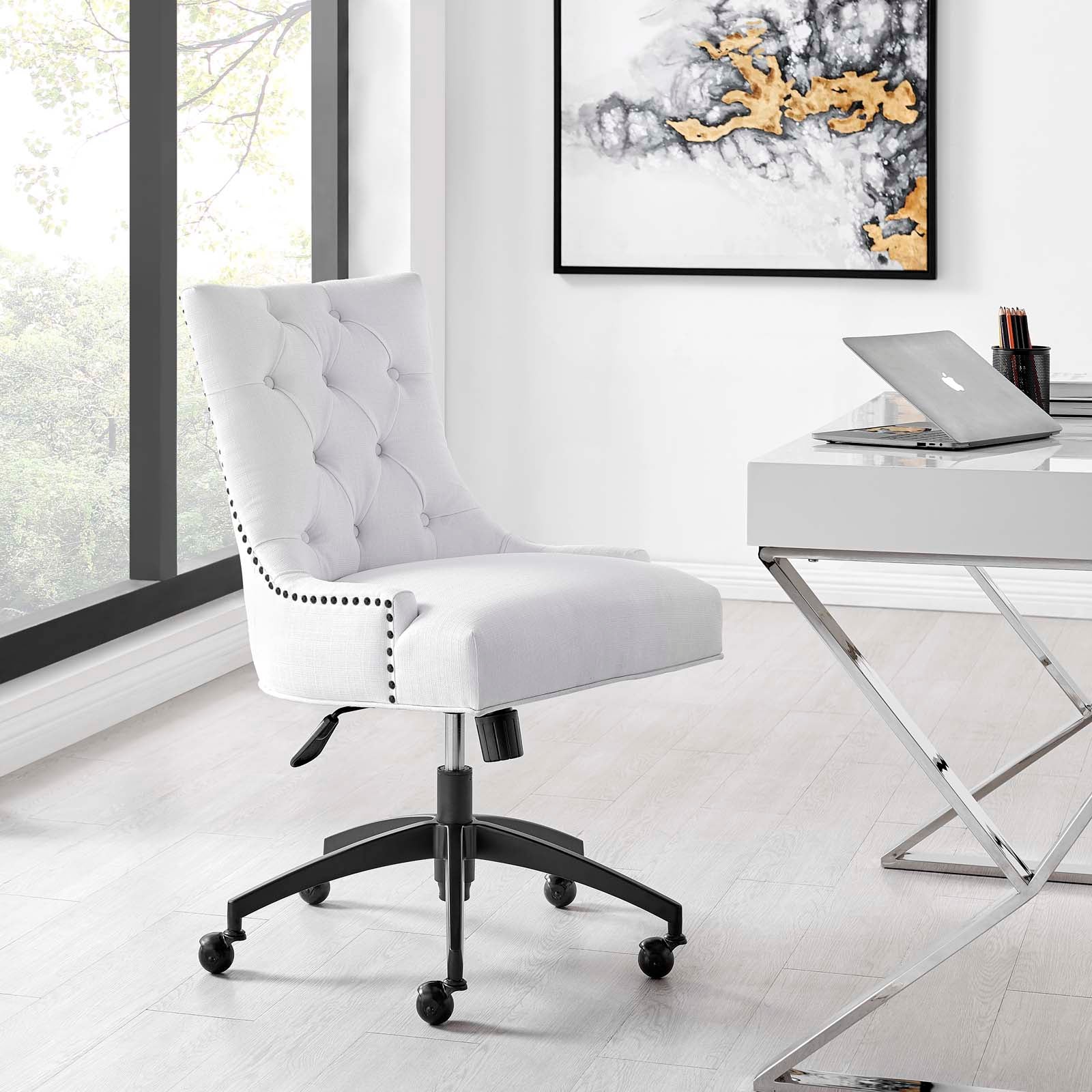 Modway Regent Office Chair Tufted Light Gray Fabric Black