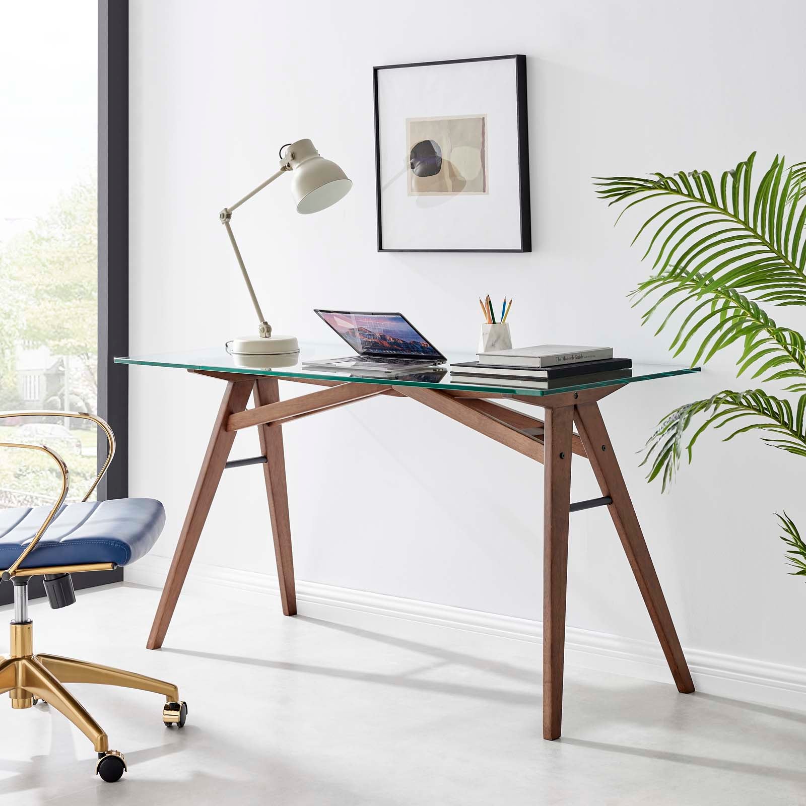 Steadfast Glass-Top Office Desk - East Shore Modern Home Furnishings