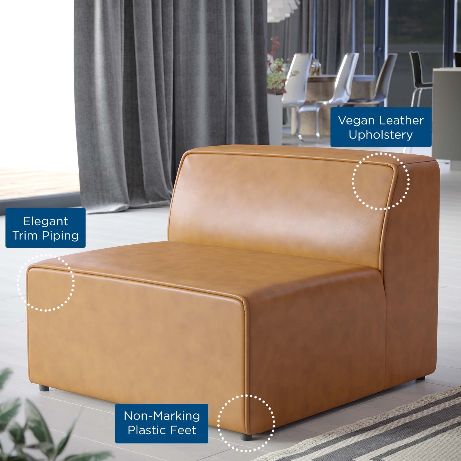 Mingle Vegan Leather Armless Chair - East Shore Modern Home Furnishings