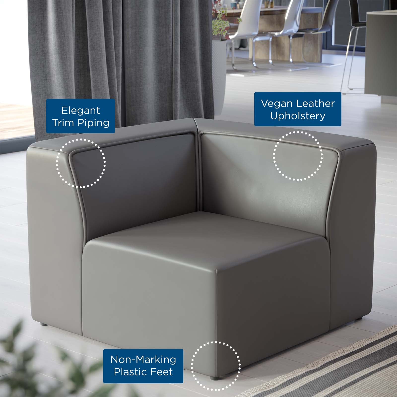 Mingle Vegan Leather Corner Chair - East Shore Modern Home Furnishings