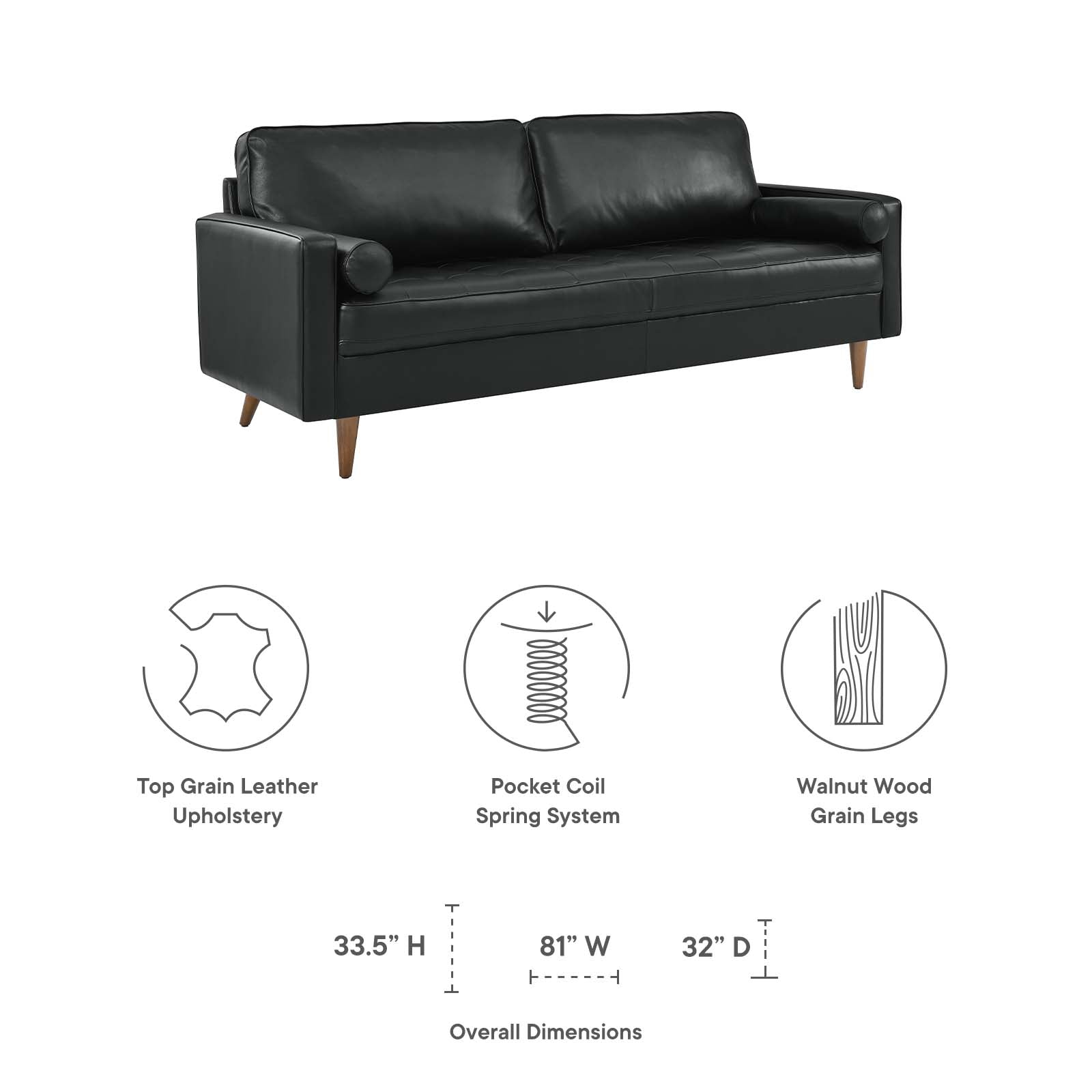 Valour 81" Leather Sofa - East Shore Modern Home Furnishings