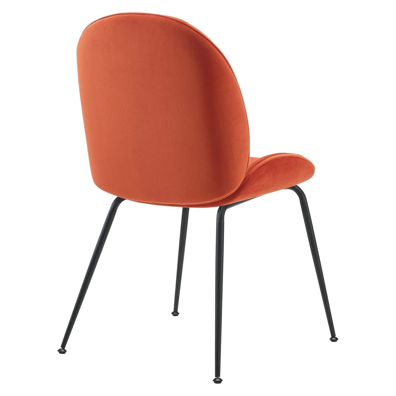 Scoop Black Powder Coated Steel Leg Performance Velvet Dining Chairs - Set of 2 - East Shore Modern Home Furnishings
