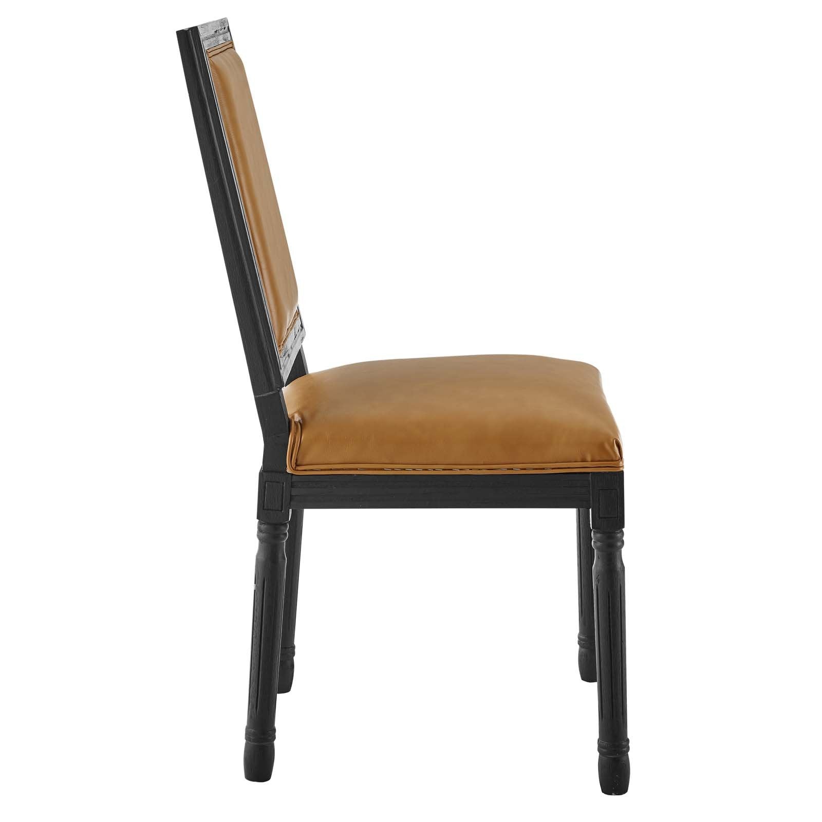 Court French Vintage Vegan Leather Dining Side Chair