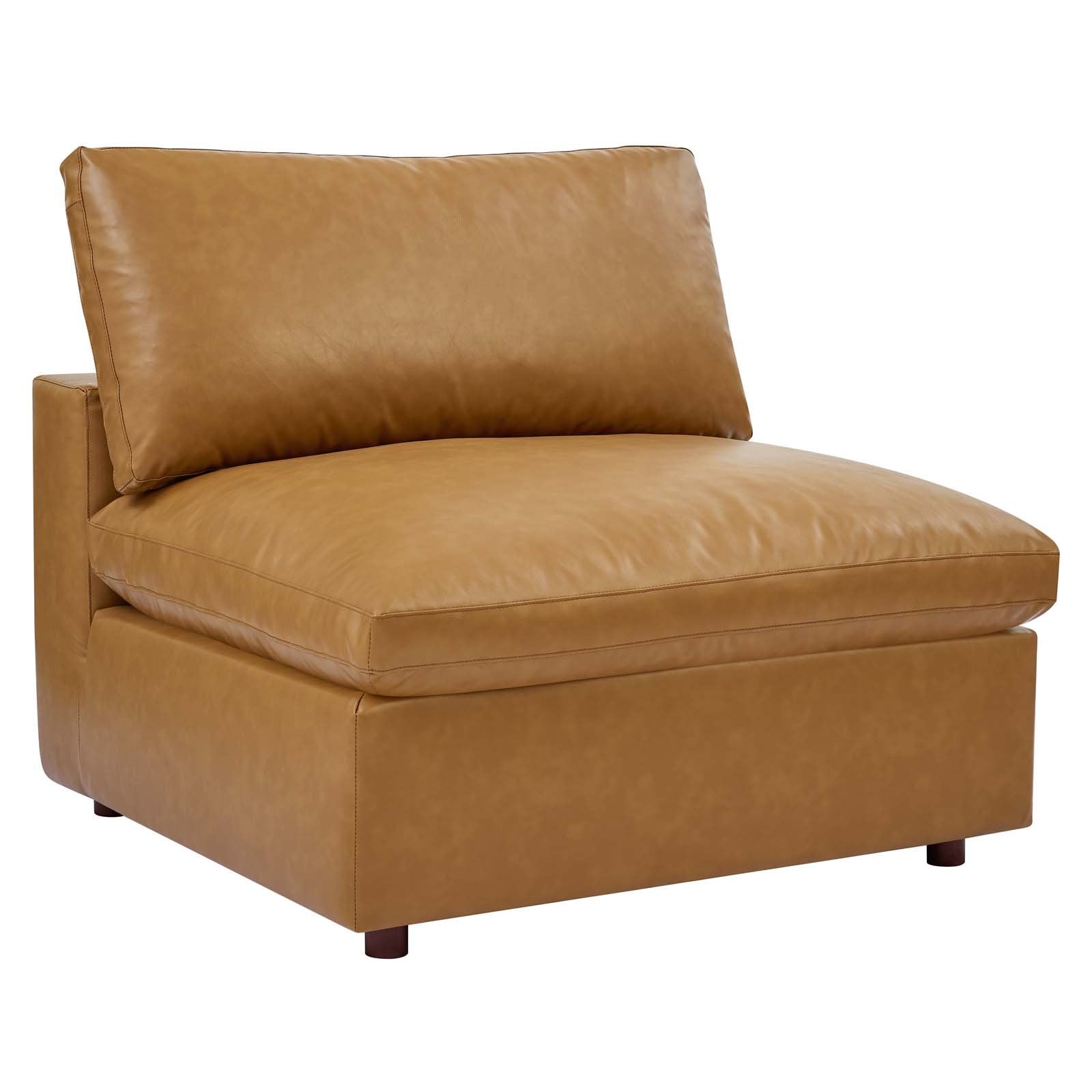 Commix Down Filled Overstuffed Vegan Leather Armless Chair - East Shore Modern Home Furnishings