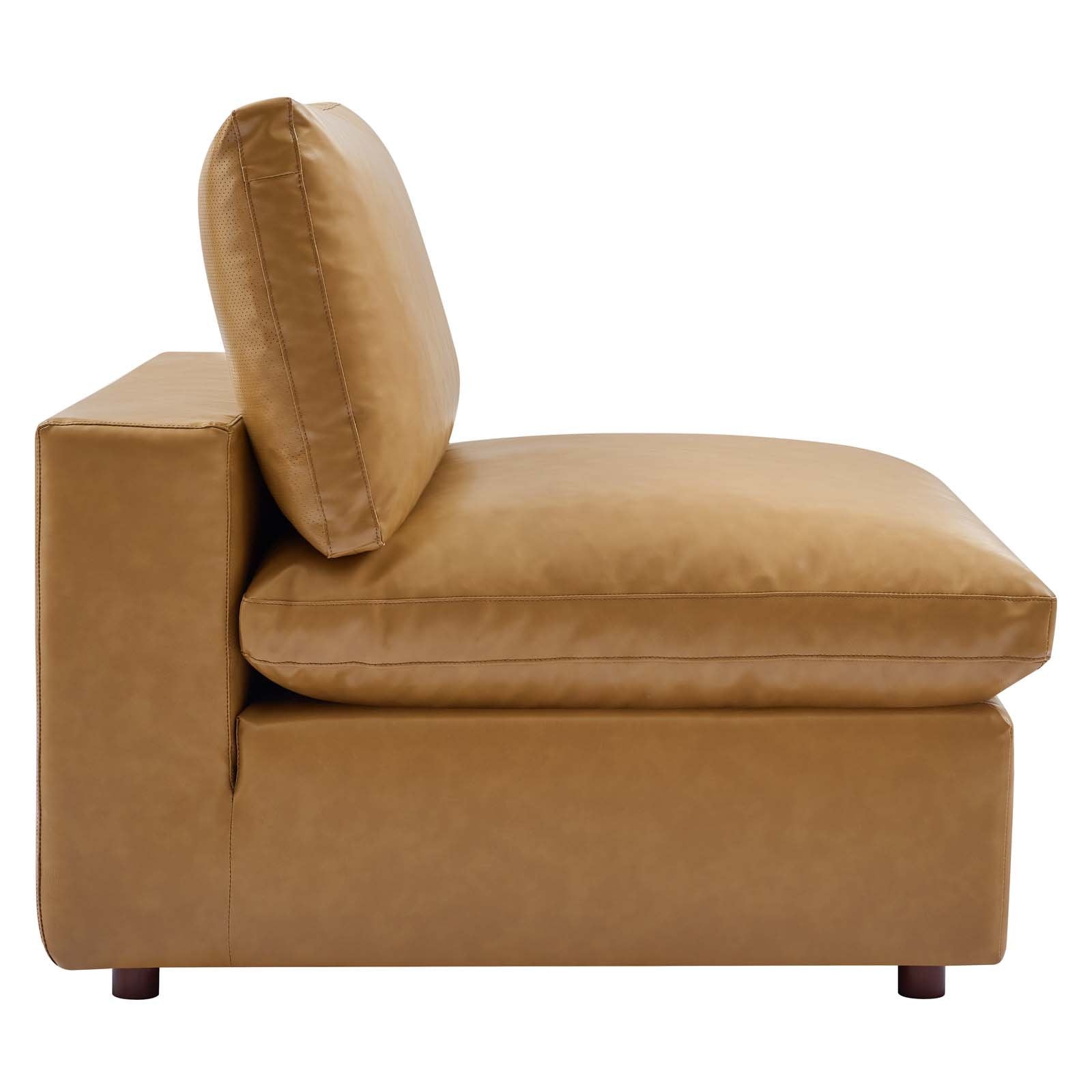 Commix Down Filled Overstuffed Vegan Leather Armless Chair - East Shore Modern Home Furnishings