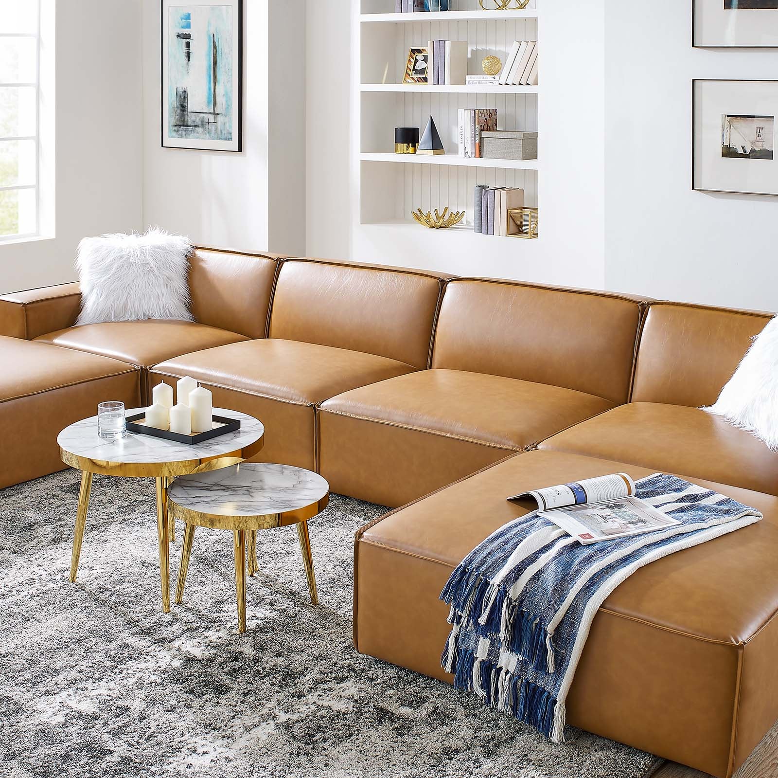 Restore 6-Piece Vegan Leather Sectional Sofa - East Shore Modern Home Furnishings