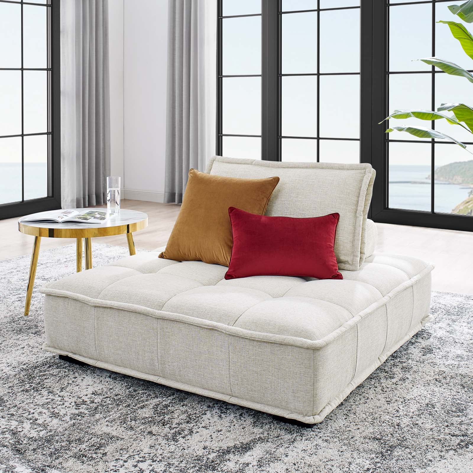 Saunter Tufted Fabric Armless Chair - East Shore Modern Home Furnishings