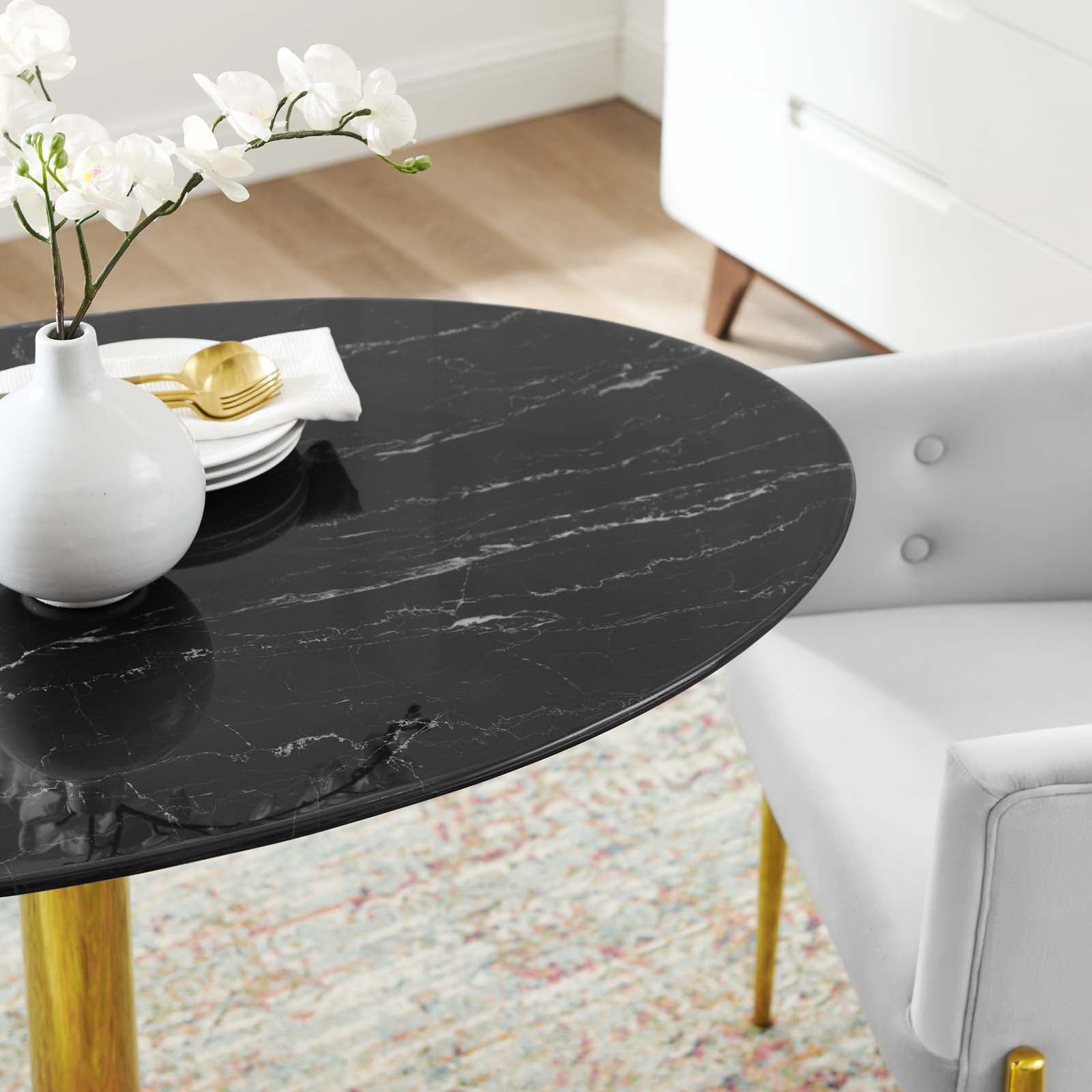 Verne 42" Artificial Marble Dining Table - East Shore Modern Home Furnishings