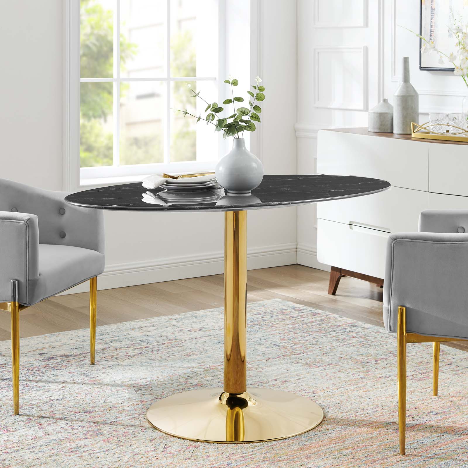 Verne 48" Artificial Marble Dining Table - East Shore Modern Home Furnishings