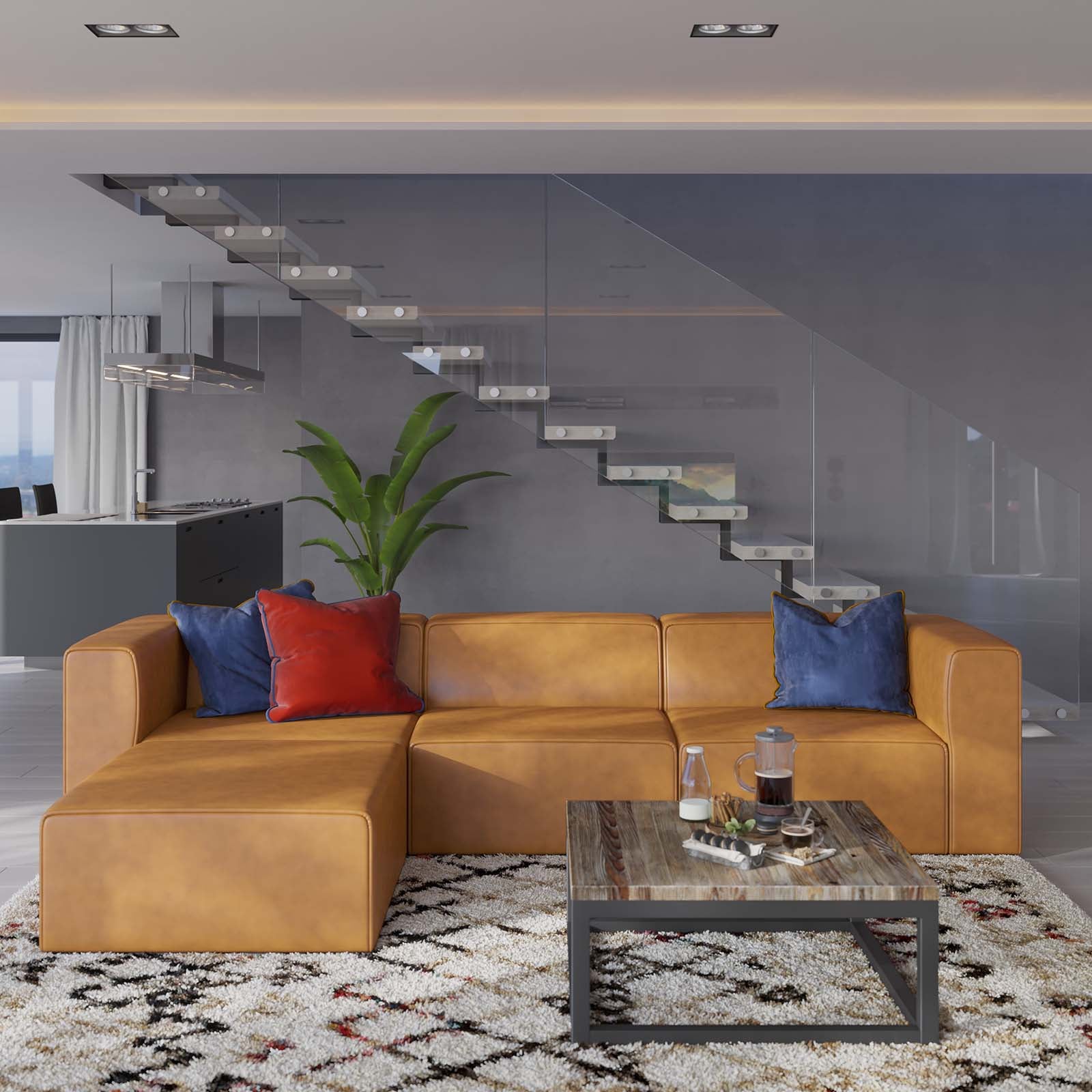 Mingle Vegan Leather Sofa and Ottoman Set - East Shore Modern Home Furnishings